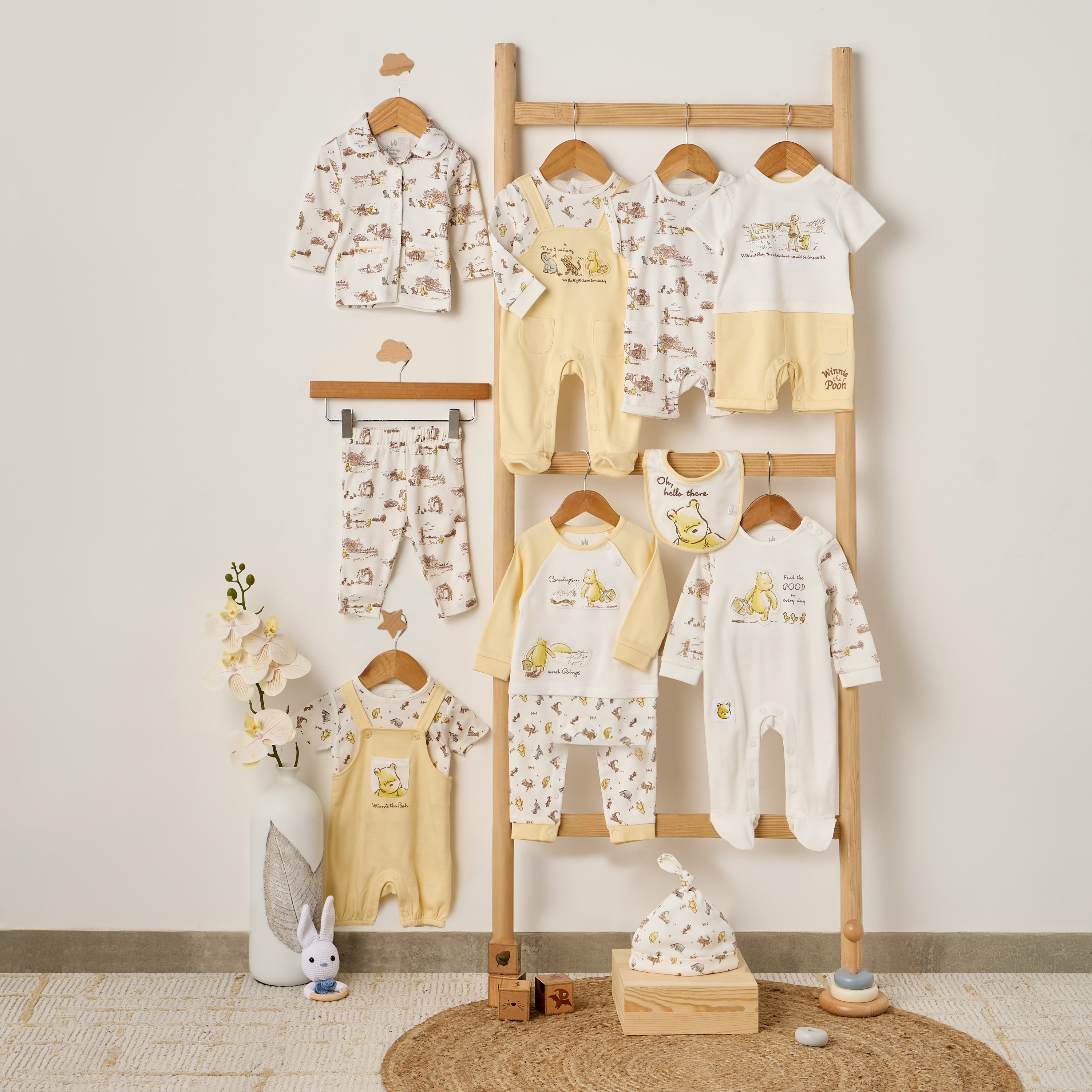 بدلة نوم قطن بياقة ضيقة وأكمام طويلة بطبعات ويني ذا بوه والأصدقاء من ديزني-baby-girls-clothing-nightwear-sleepsuits-image-6