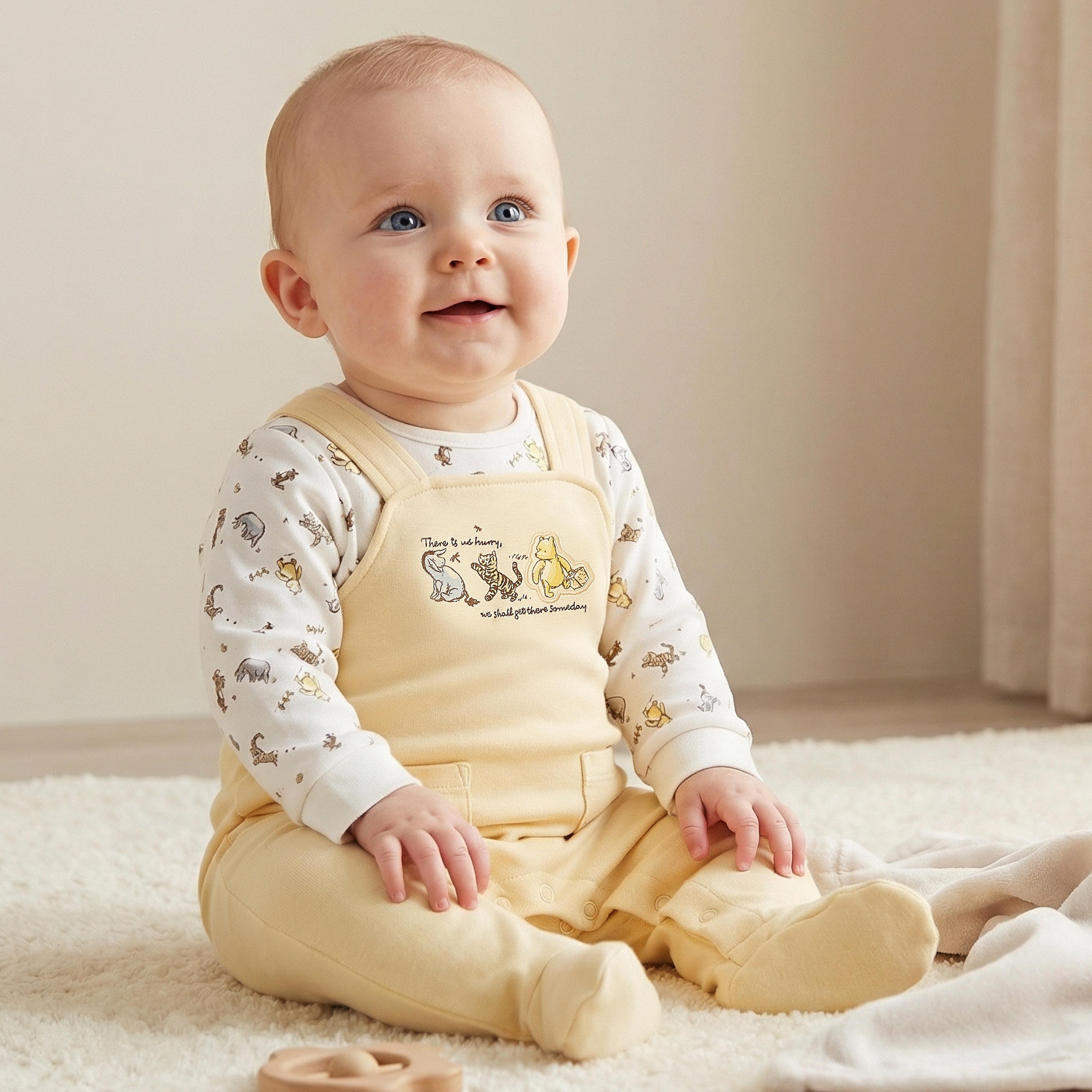 بدلة نوم قطن بياقة ضيقة وأكمام طويلة بطبعات ويني ذا بوه والأصدقاء من ديزني-baby-girls-clothing-nightwear-sleepsuits-image-1