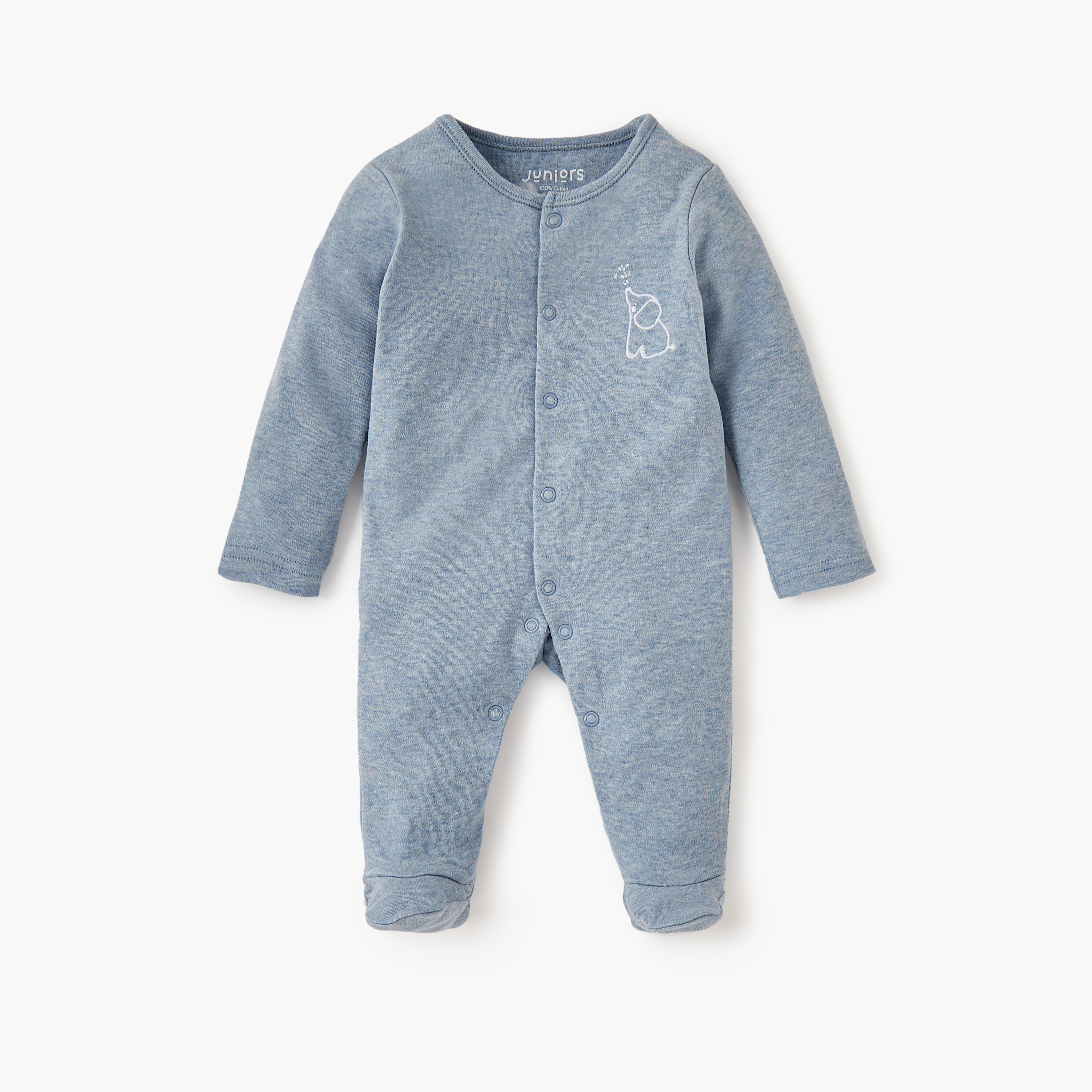 جونيورز - نقشة الفيل - بذلة نوم بأكمام طويلة مع إغلاق بزر - قطعتان-baby-boys-clothing-nightwear-sleepsuits-image-3
