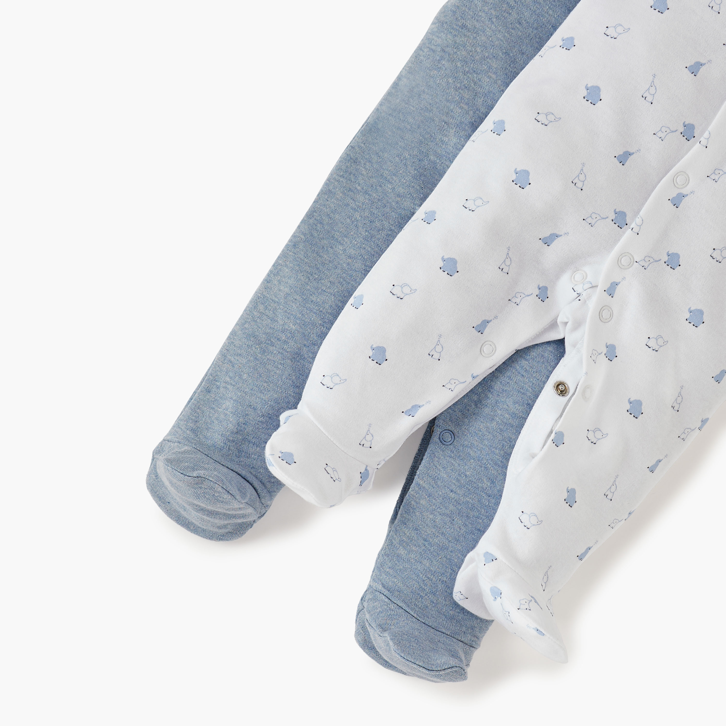 جونيورز - نقشة الفيل - بذلة نوم بأكمام طويلة مع إغلاق بزر - قطعتان-baby-boys-clothing-nightwear-sleepsuits-image-5
