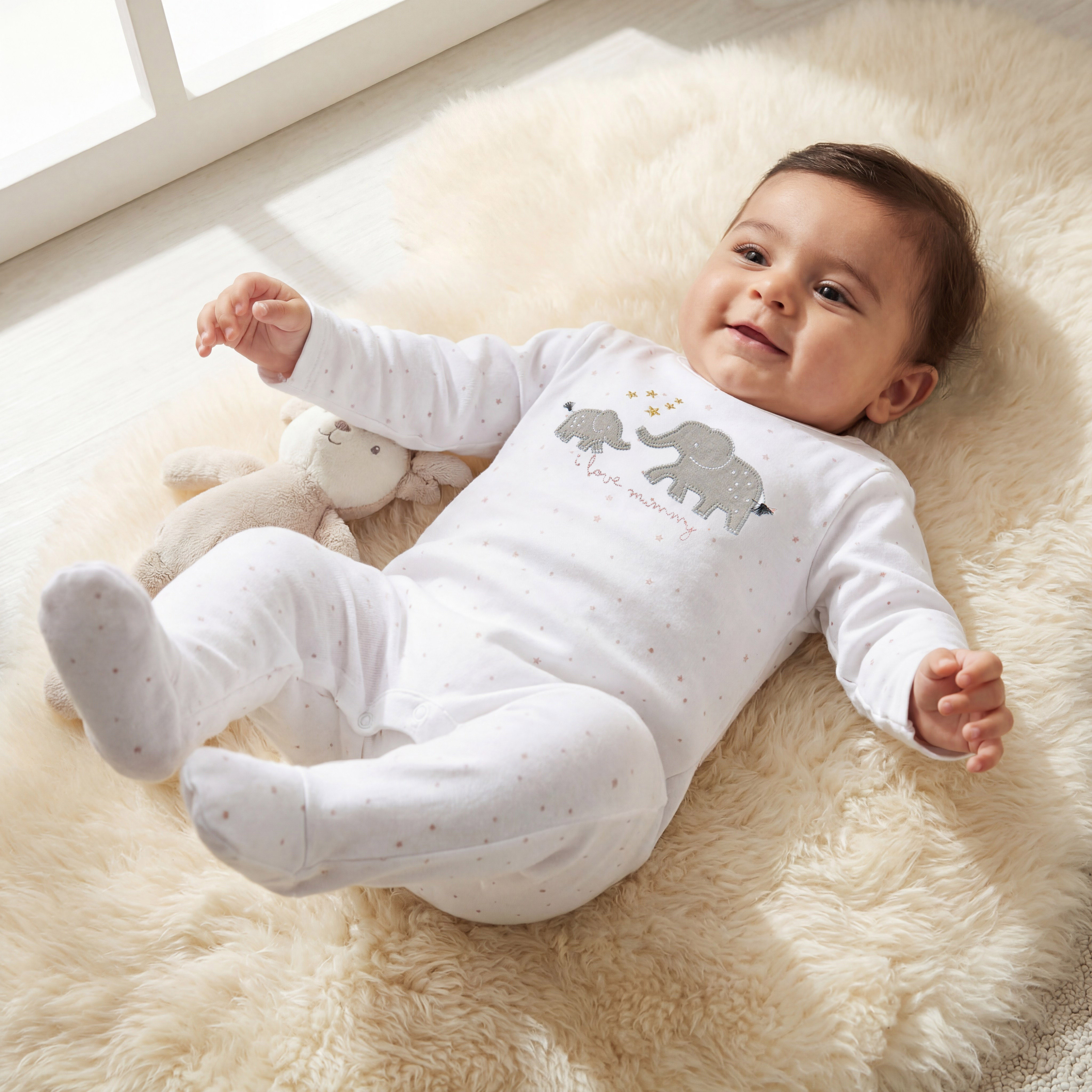 Juniors Embroidered Closed Feet Sleepsuit with Long Sleeves-baby-girls-clothing-nightwear-sleepsuits-image-1