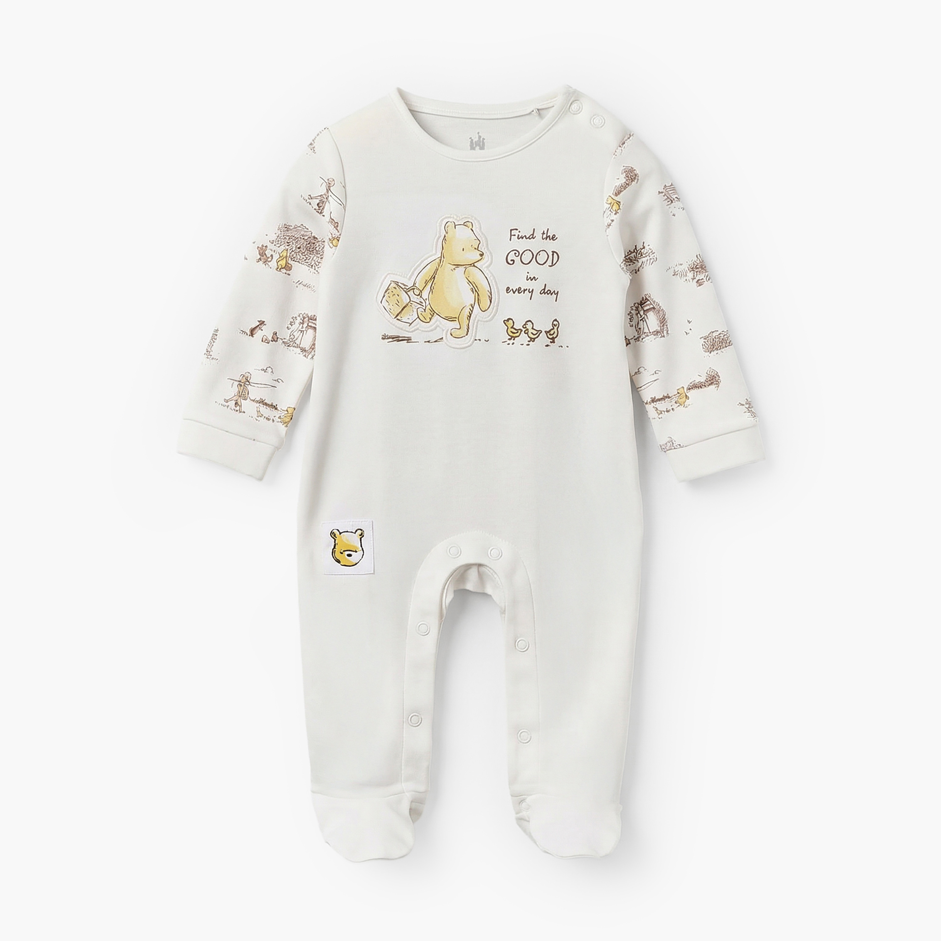Disney Cotton Crew Neck Long Sleeves Sleepsuit with Winnie the Pooh and Friends Print-baby-boys-clothing-nightwear-sleepsuits-image-2