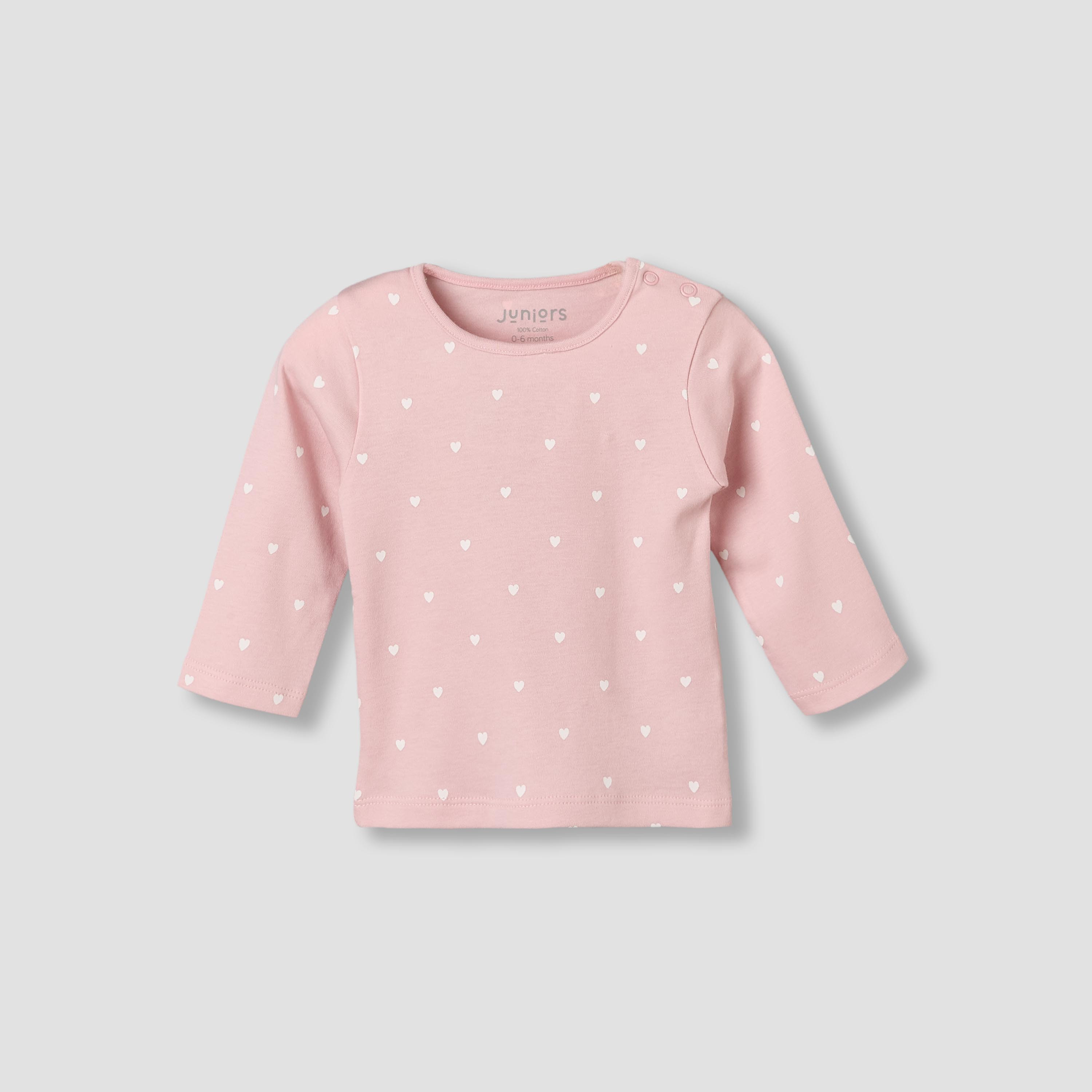 Juniors Cotton Round Neck Long Sleeves Pyjama Set with Heart Print-baby-girls-clothing-nightwear-pyjamasets-image-2