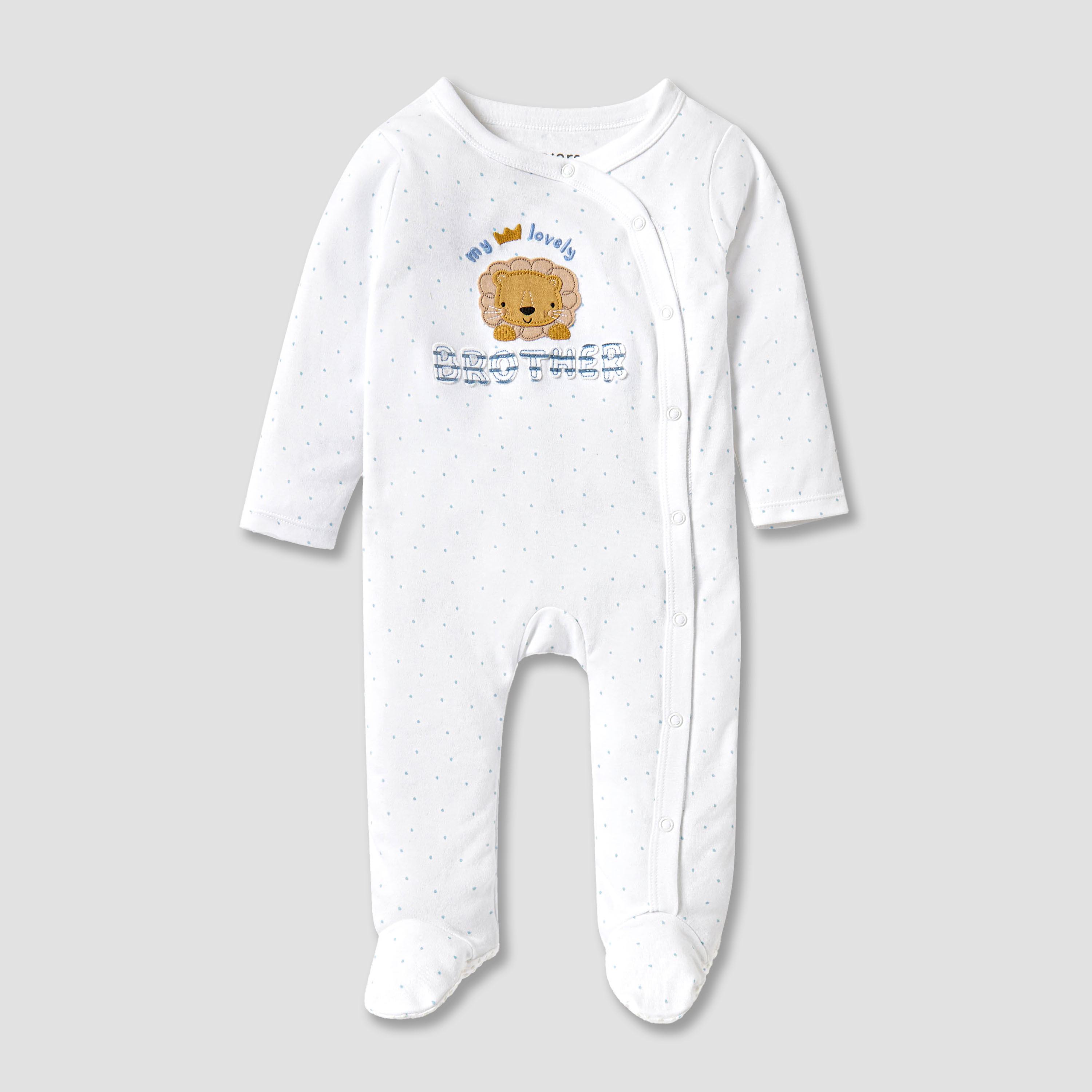 Juniors Embroidered Closed Feet Sleepsuit with Long Sleeves-baby-boys-clothing-nightwear-sleepsuits-image-2