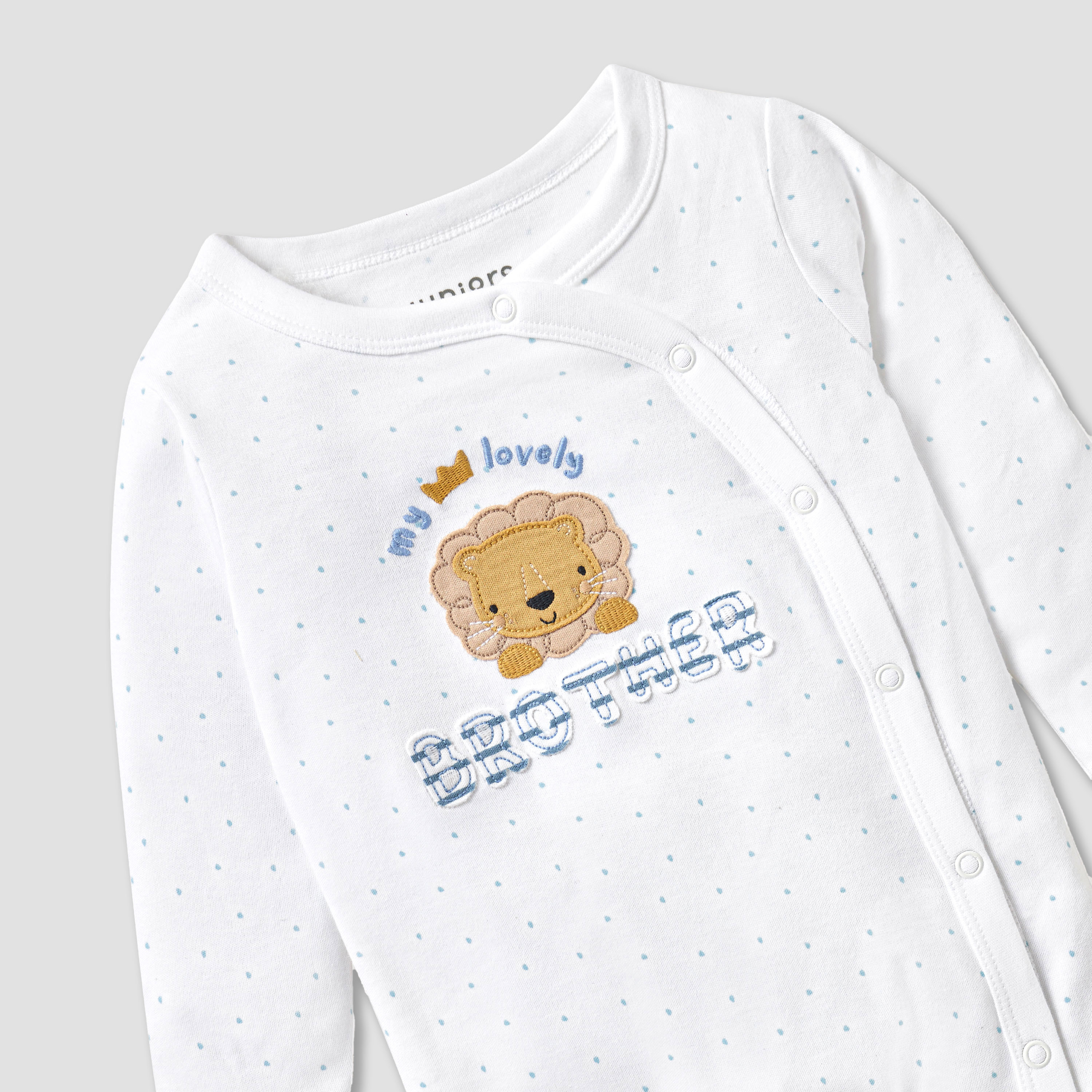 Juniors Embroidered Closed Feet Sleepsuit with Long Sleeves-baby-boys-clothing-nightwear-sleepsuits-image-4