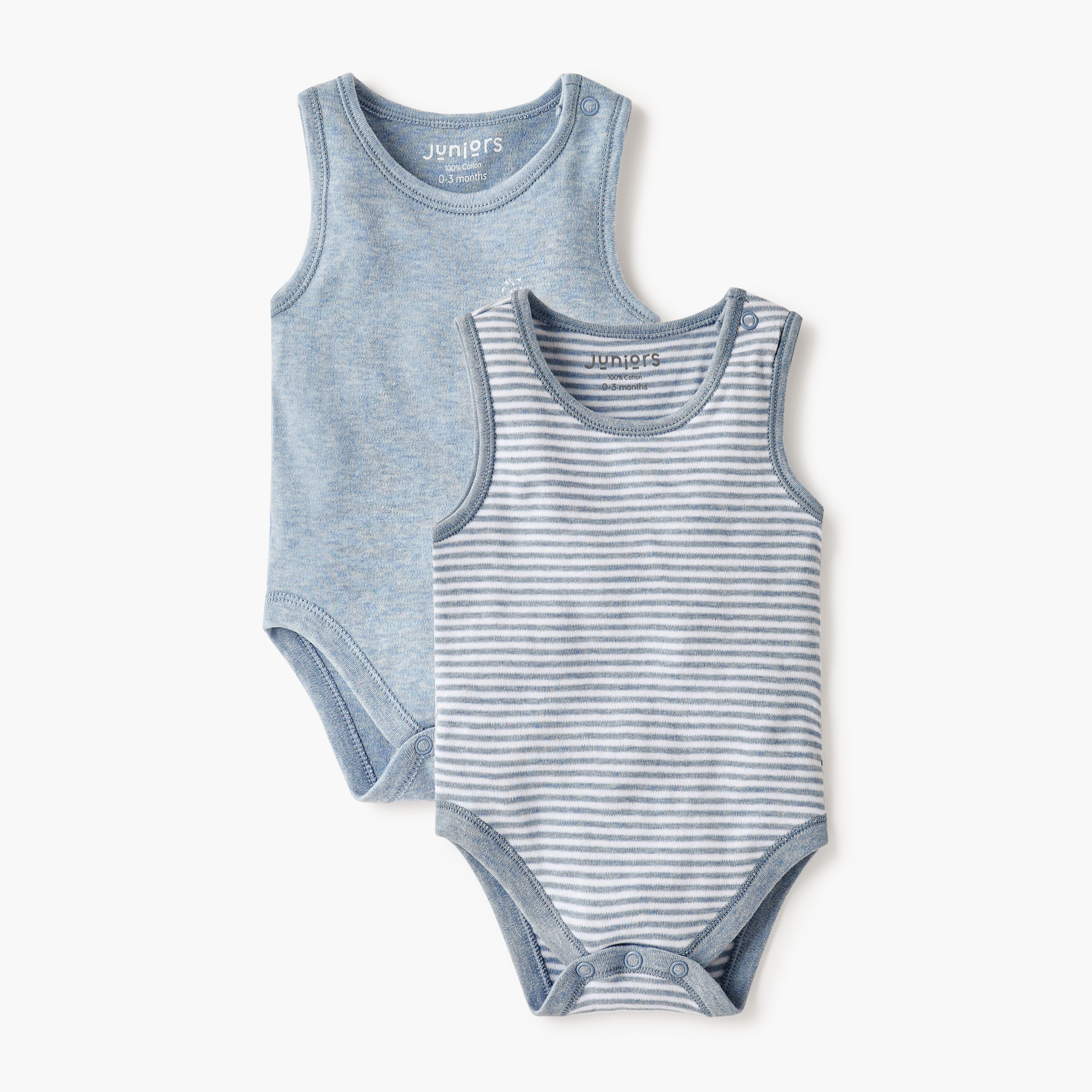 Juniors Assorted Sleeveless Bodysuit with Button Closure - Set of 2-baby-boys-clothing-bodysuits-image-1