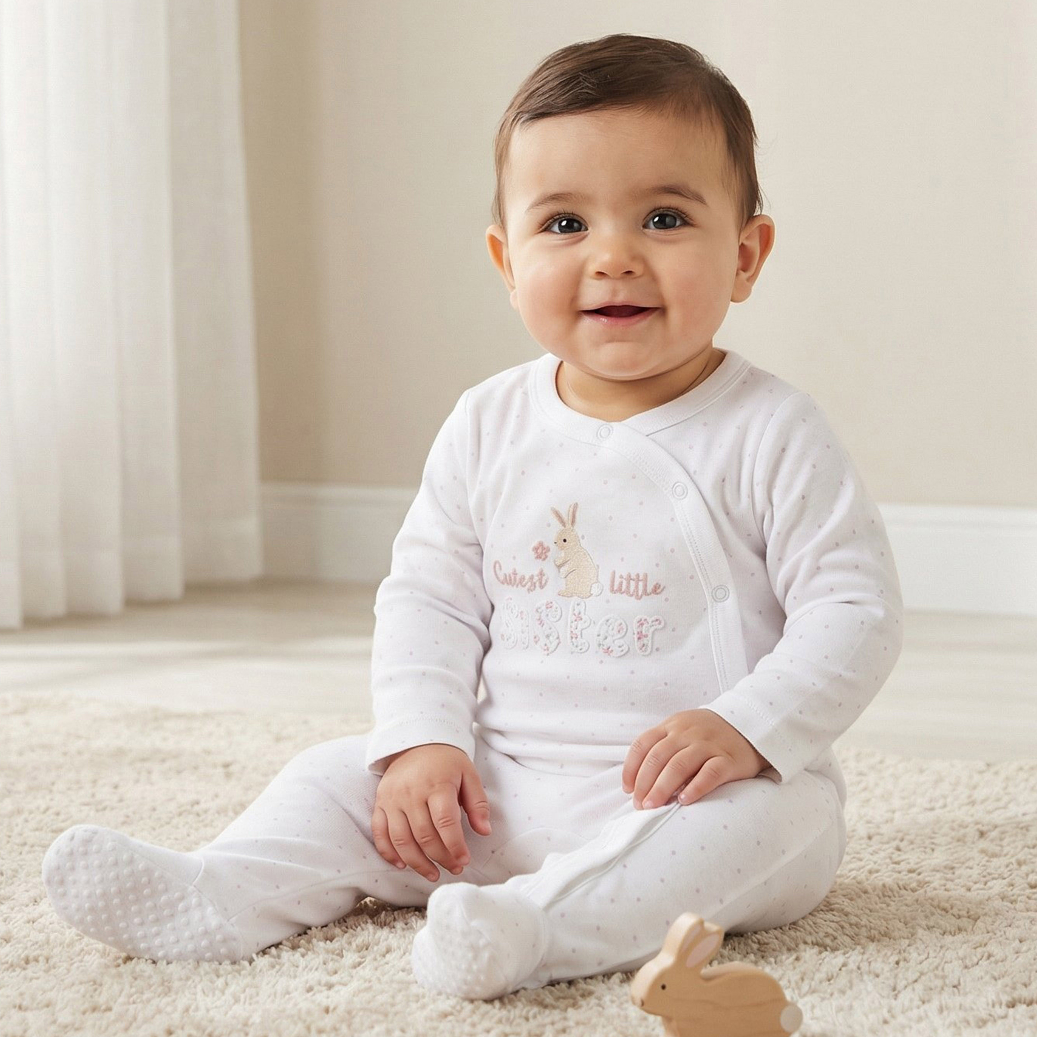 Juniors Embroidered Closed Feet Sleepsuit with Long Sleeves-baby-girls-clothing-nightwear-sleepsuits-image-1