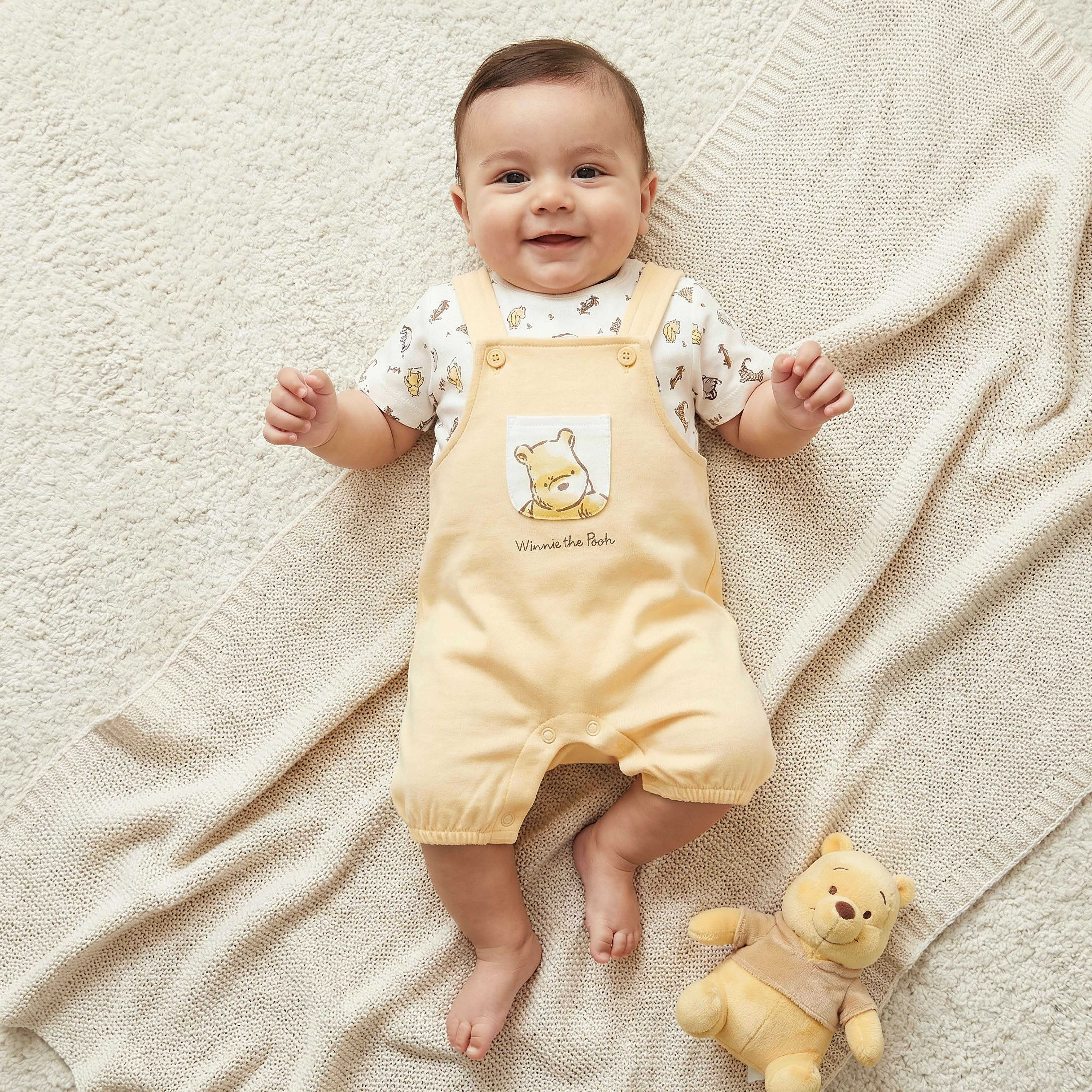 Disney Round Neck Short Sleeves T-shirt and Dungaree Set with Winnie the Pooh Print-baby-boys-clothing-setsandcoords-image-1