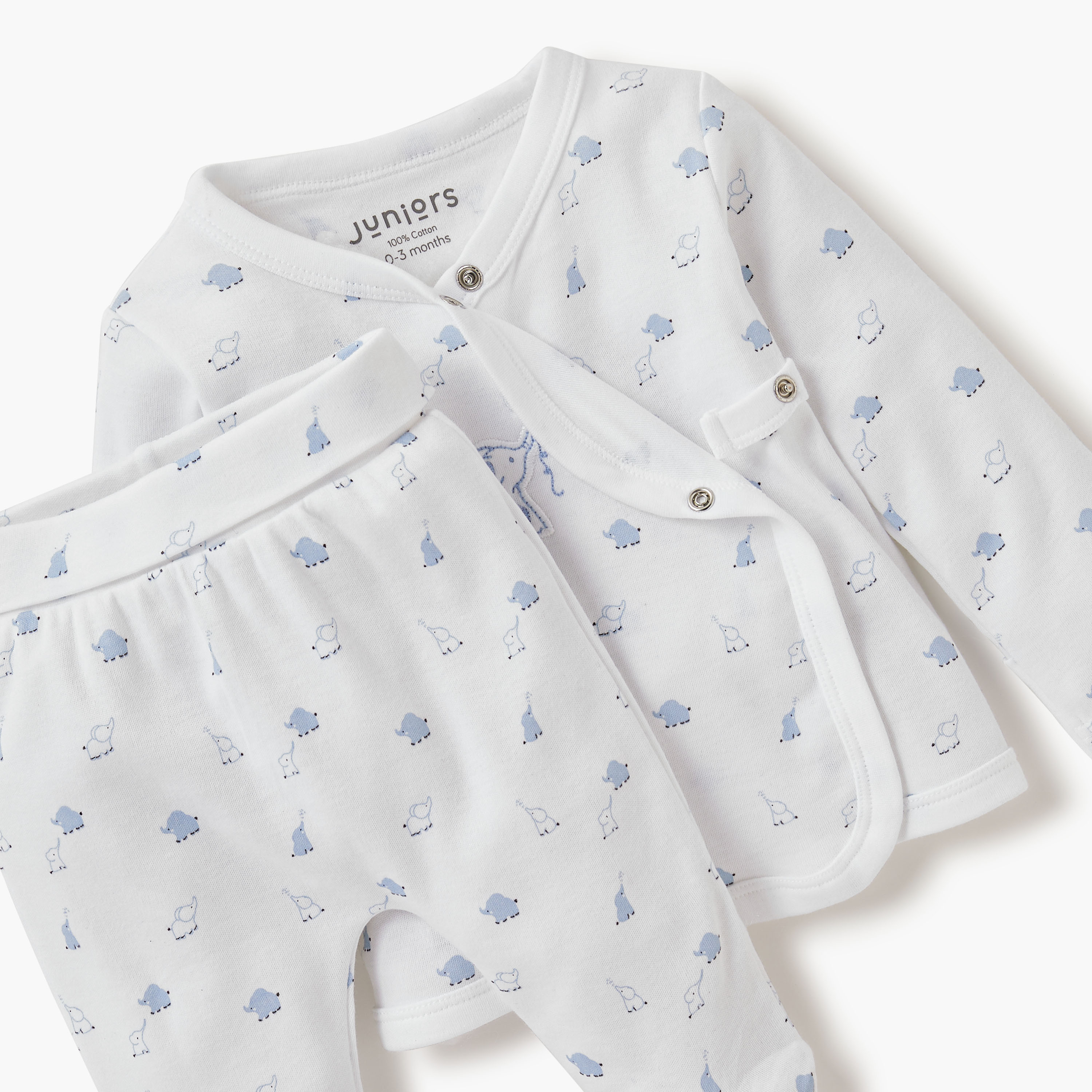 Juniors Elephant Print T-shirt with Closed Feet Pyjama - Set of 2-baby-boys-clothing-nightwear-pyjamasets-image-7