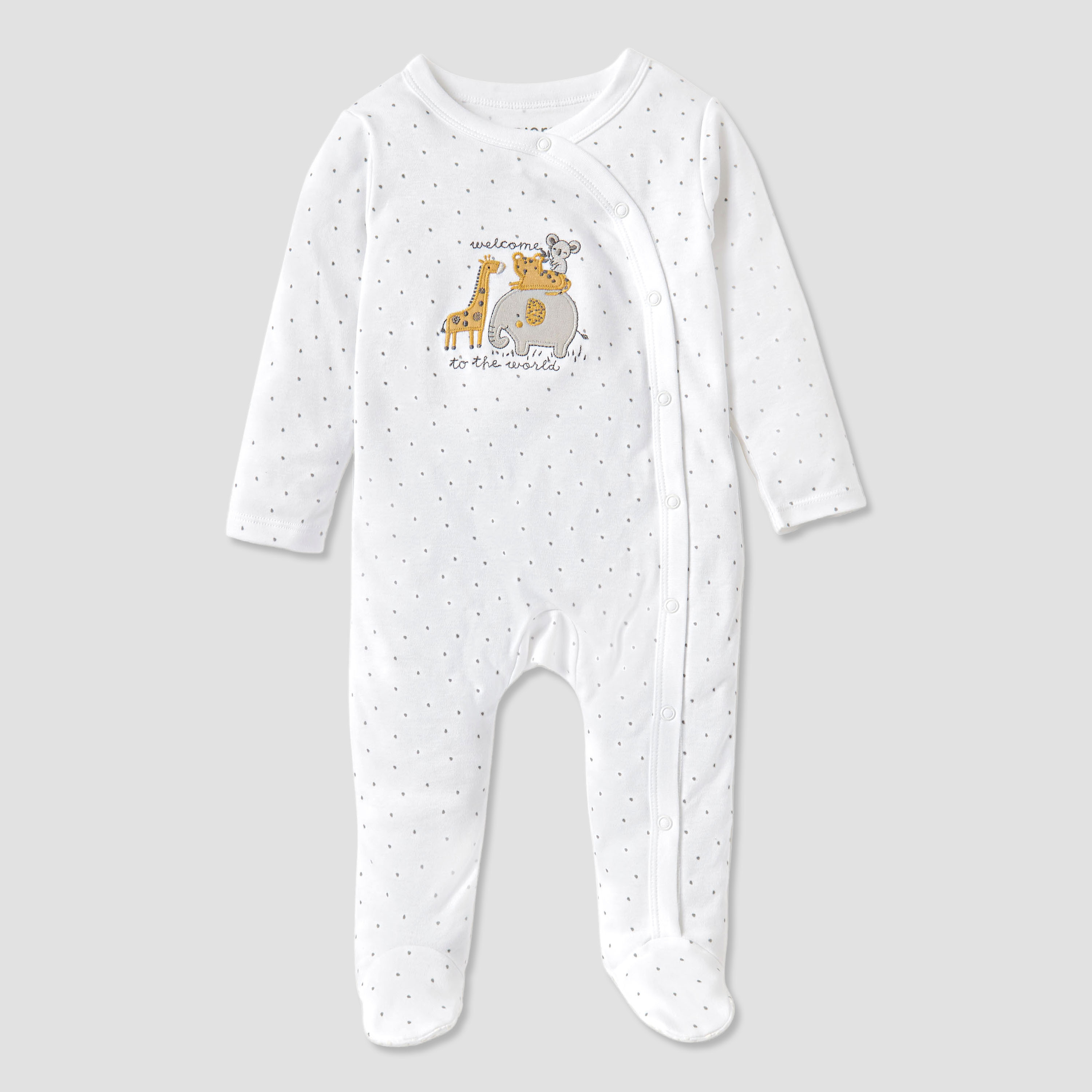 Juniors Embroidered Closed Feet Sleepsuit with Long Sleeves-baby-boys-clothing-nightwear-sleepsuits-image-2