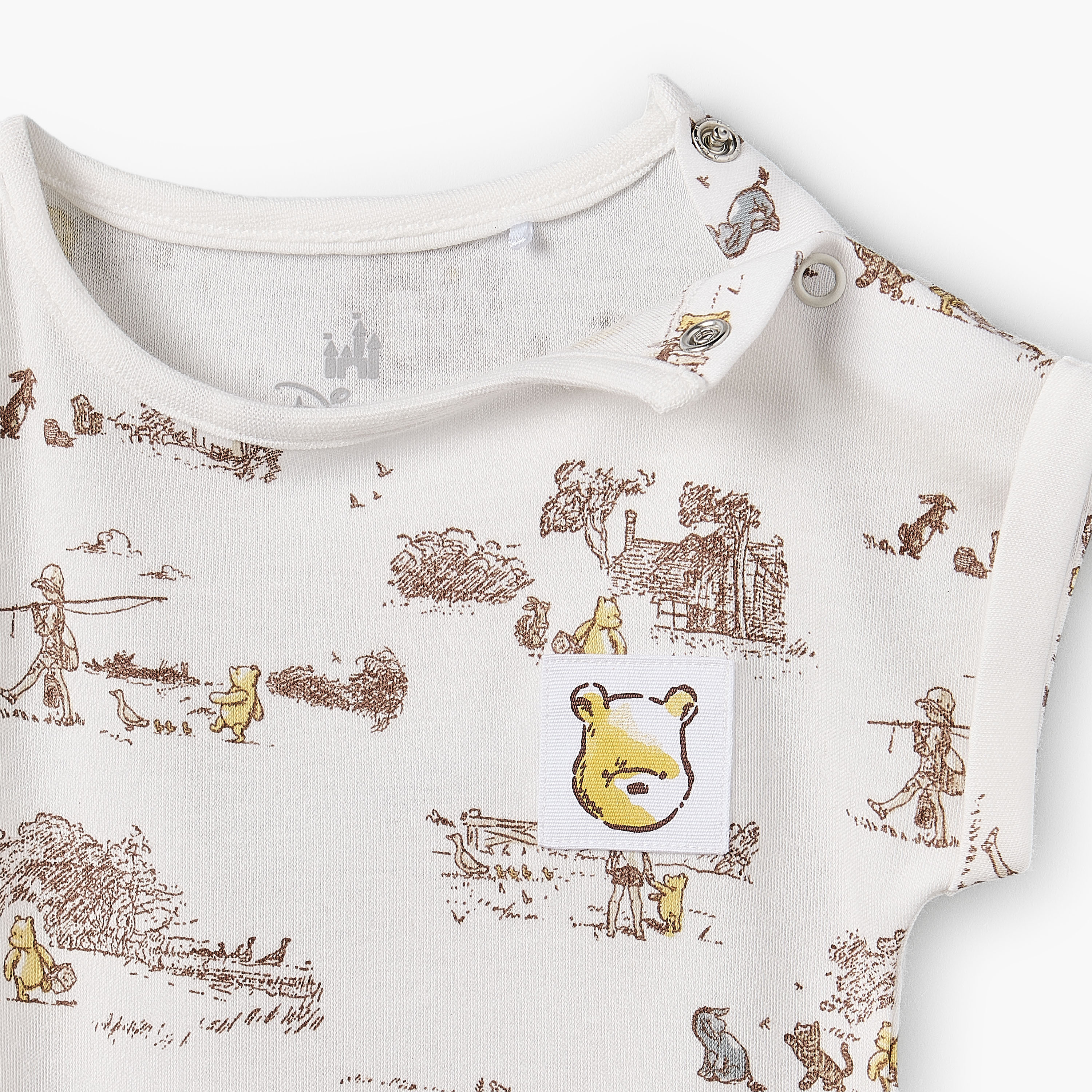 Disney Crew Neck Short Sleeves Romper with Winnie the Pooh and Friends Print-baby-boys-clothing-rompers-image-4