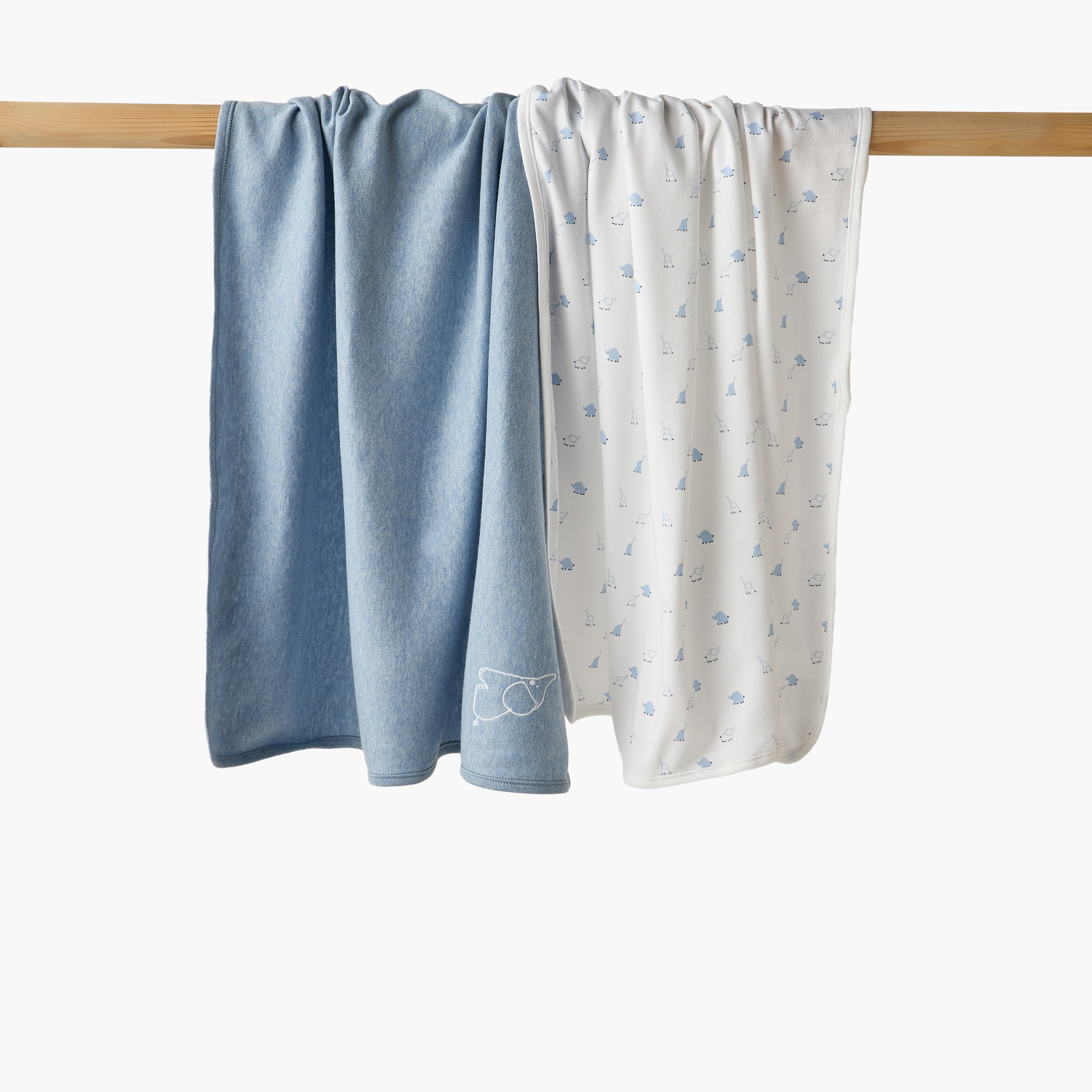 Pack of 2 Juniors Receiving Blanket with Elephant Print-baby-nursery-blanketsandswaddles-receivingblankets-image-1