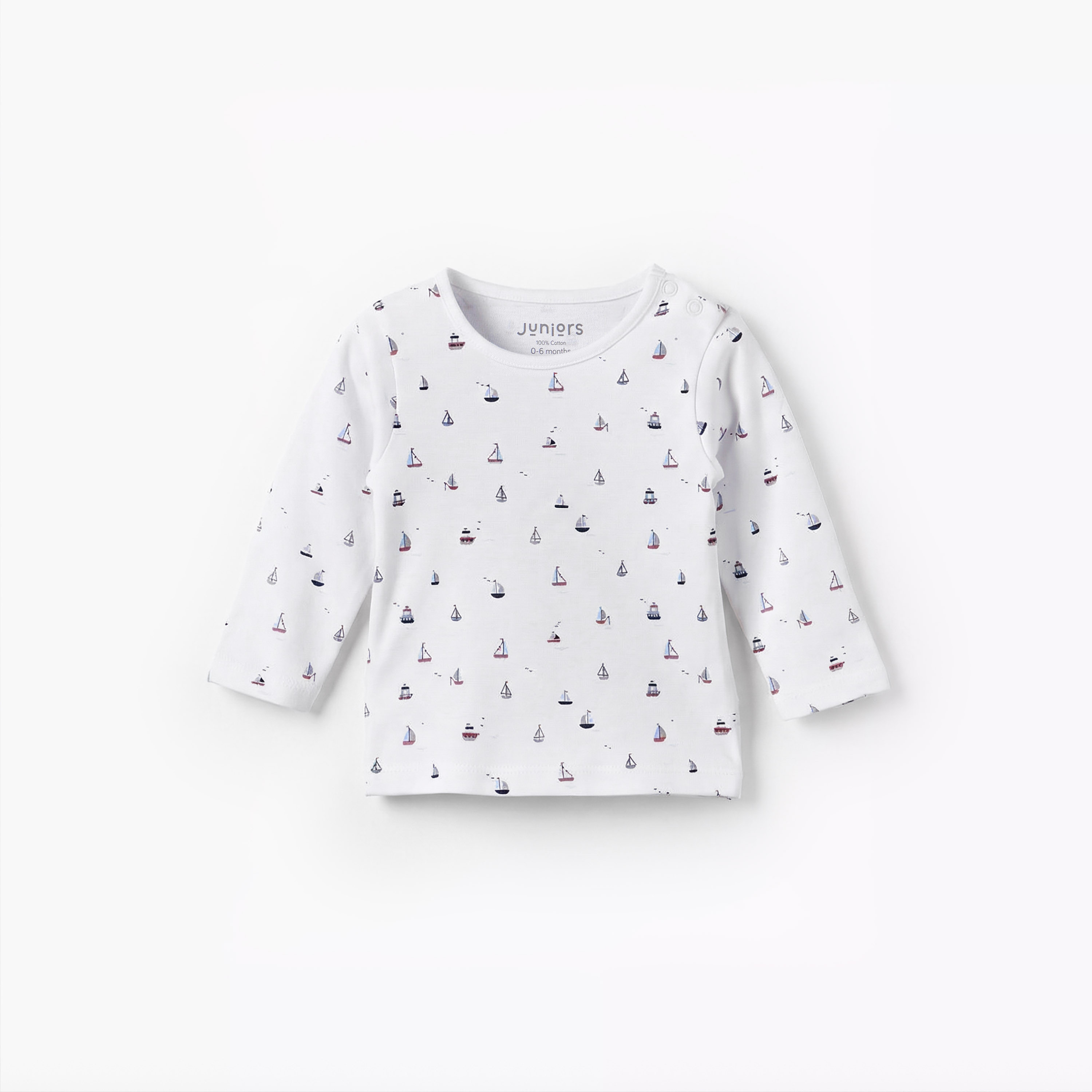Juniors Cotton Round Neck Long Sleeves Pyjama Set with Boat Print-baby-boys-clothing-nightwear-pyjamasets-image-2