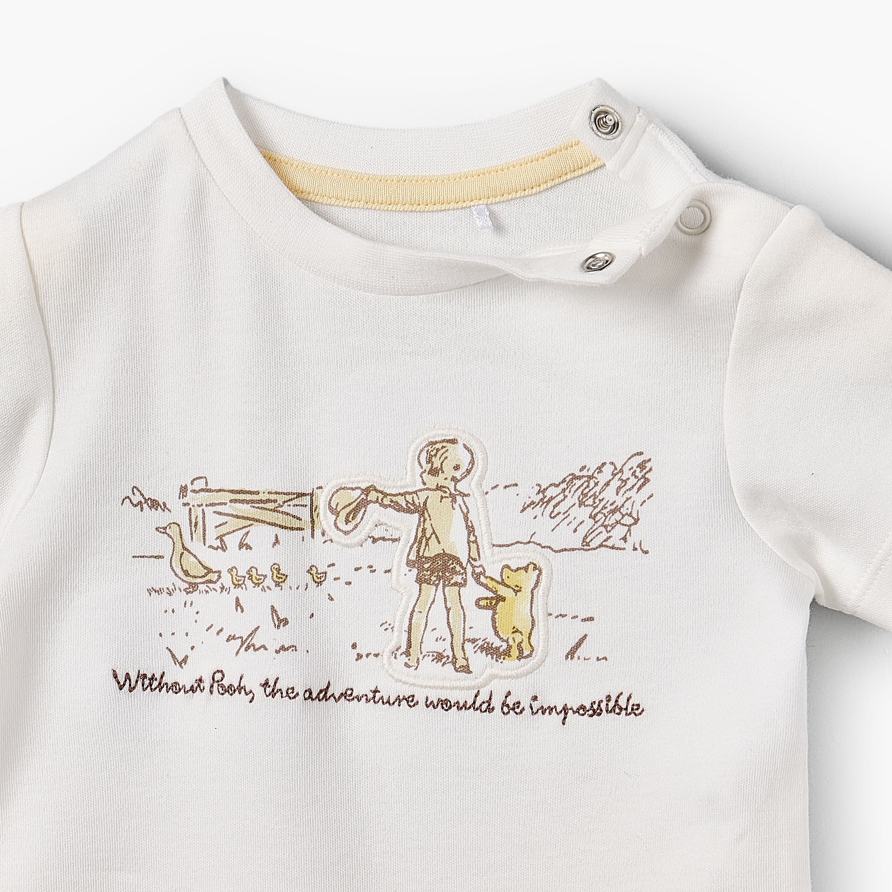 Disney Crew Neck Short Sleeves Romper with Winnie the Pooh Applique-baby-boys-clothing-rompers-image-3