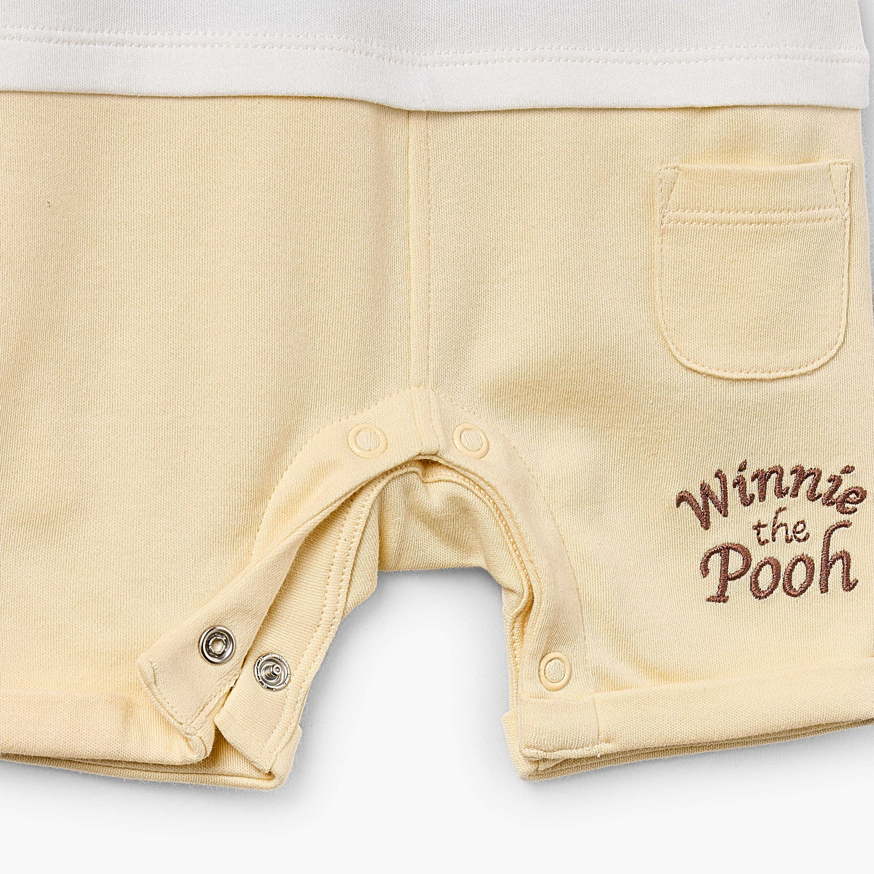Disney Crew Neck Short Sleeves Romper with Winnie the Pooh Applique-baby-boys-clothing-rompers-image-4