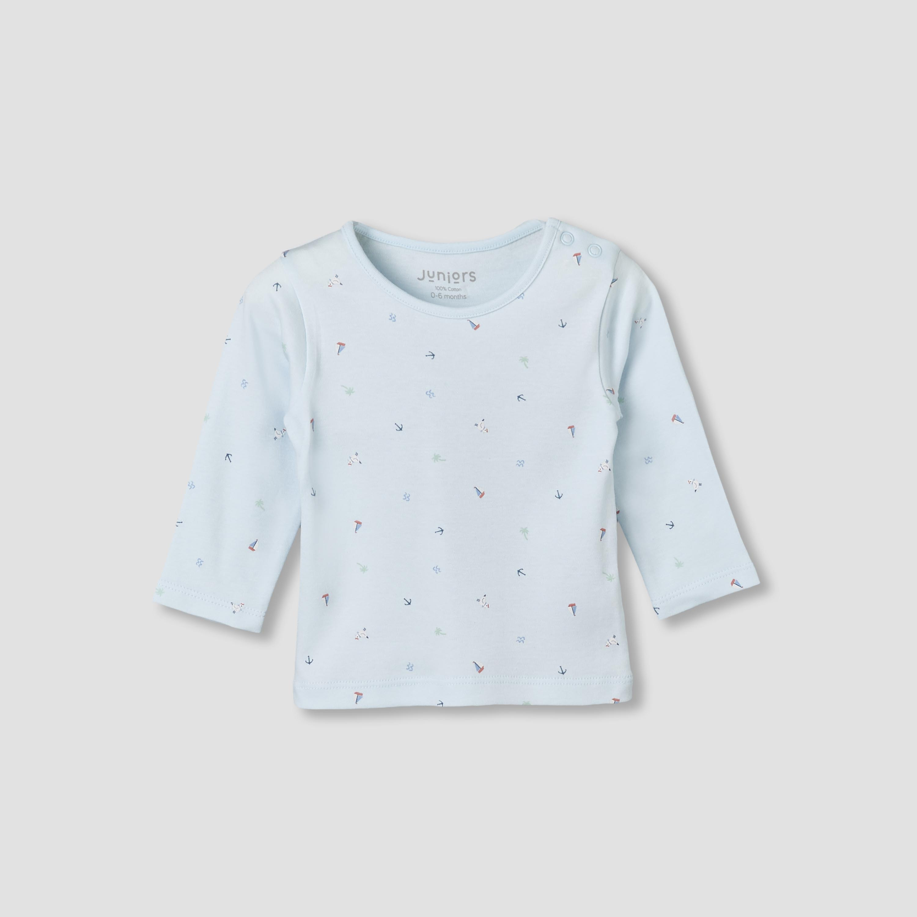 Juniors Cotton Round Neck Long Sleeves Pyjama Set with Nautical Print-baby-boys-clothing-nightwear-pyjamasets-image-2