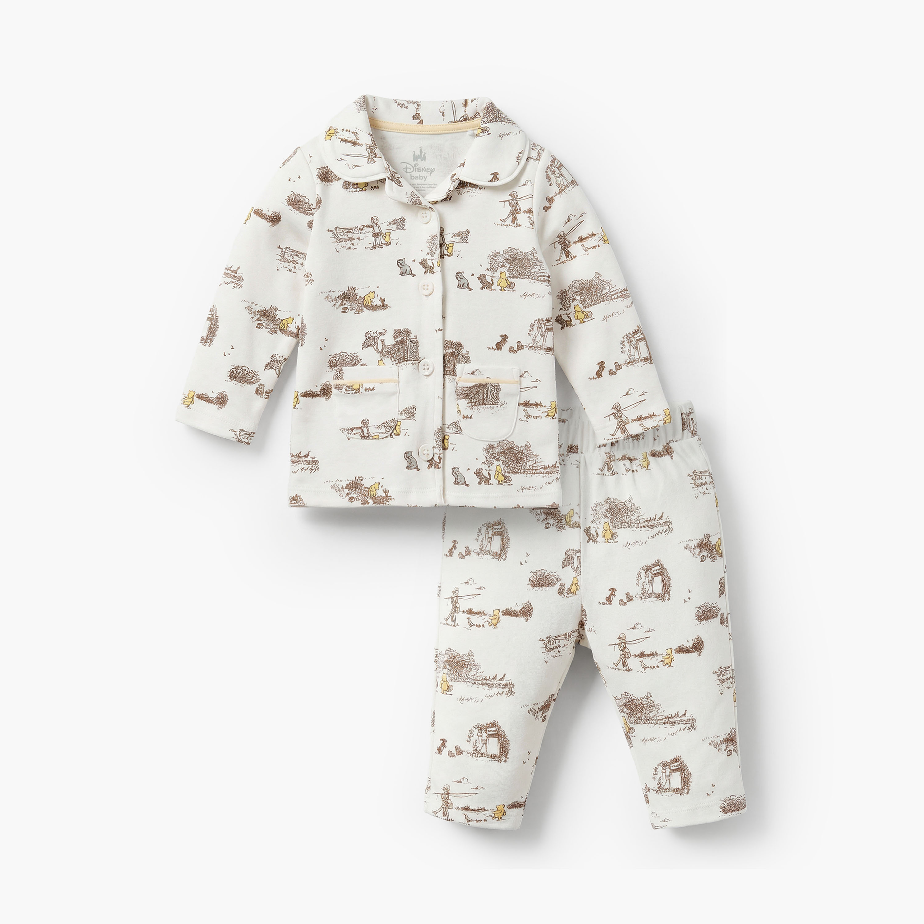 Disney Cotton Collared Long Sleeves Pyjama Set with Winnie the Pooh Print-baby-boys-clothing-nightwear-pyjamasets-image-2
