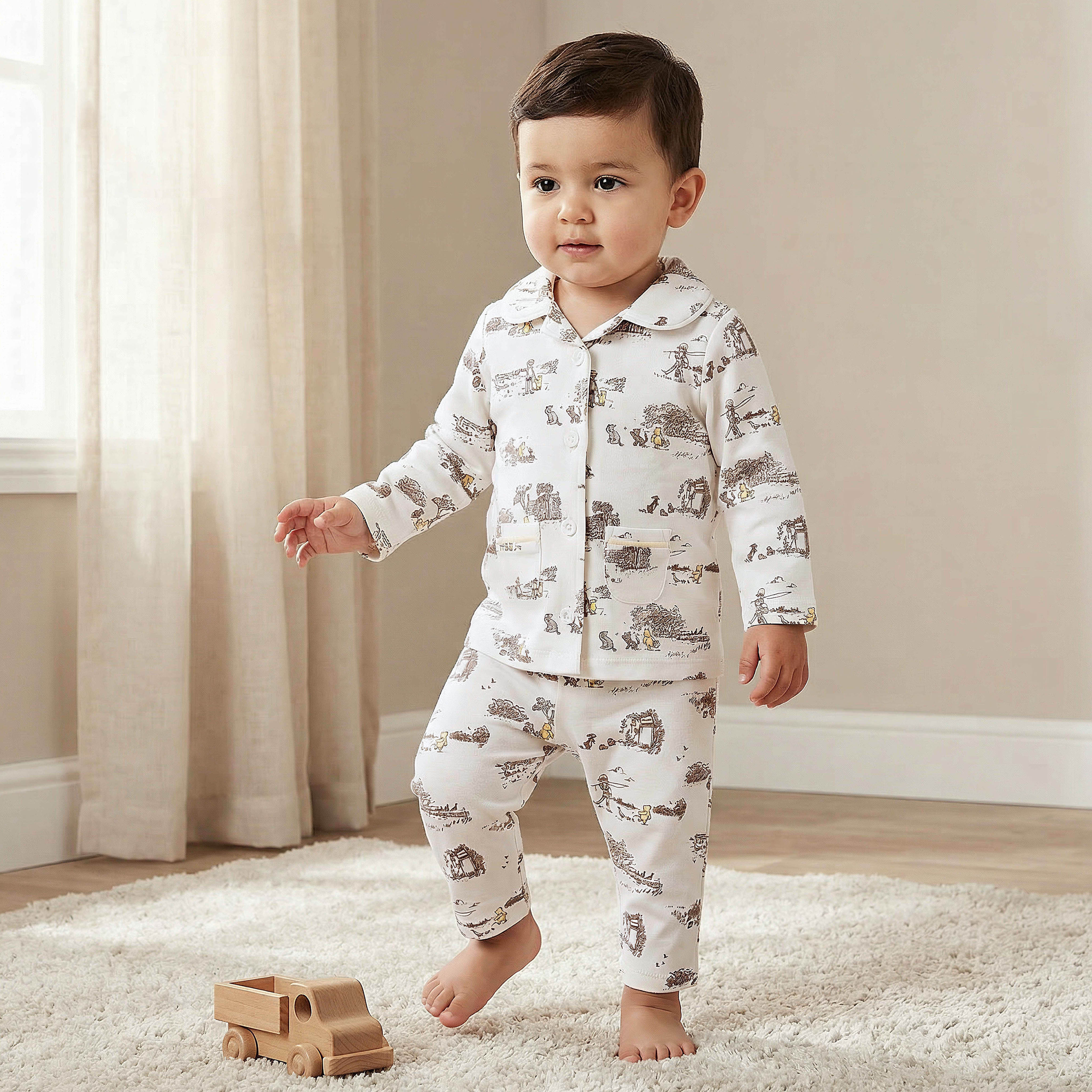 Disney Cotton Collared Long Sleeves Pyjama Set with Winnie the Pooh Print-baby-boys-clothing-nightwear-pyjamasets-image-1