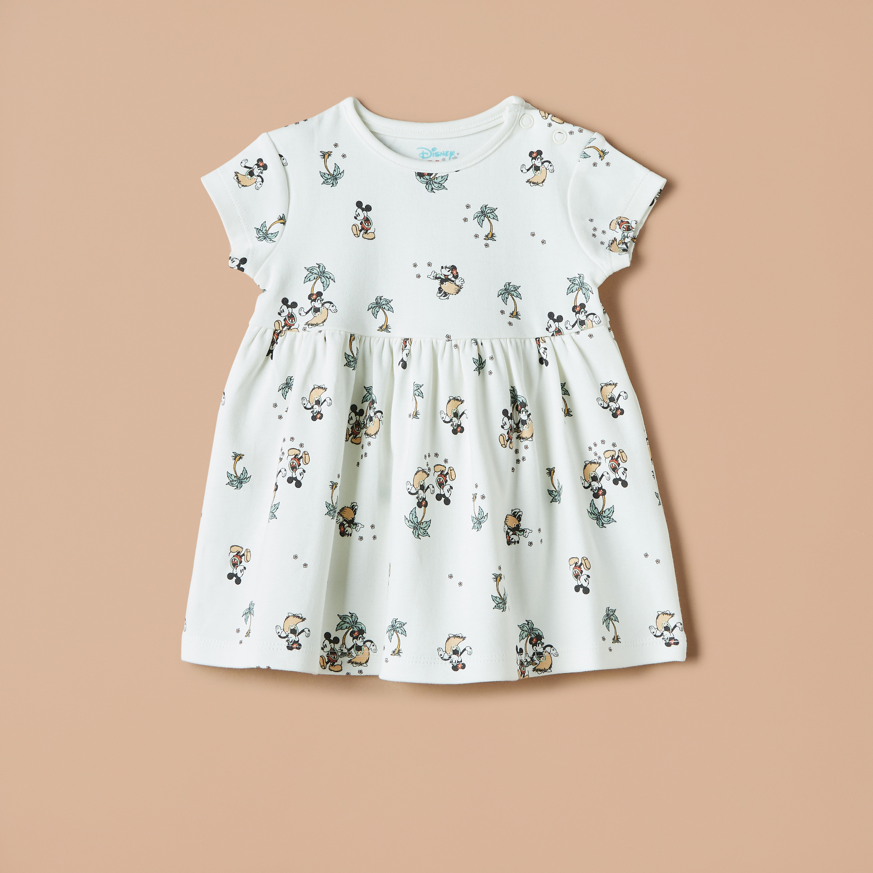 Disney All-Over Mickey and Minnie Mouse Print A-line Dress with Short Sleeves-baby-girls-clothing-dressesandjumpsuits-image-1