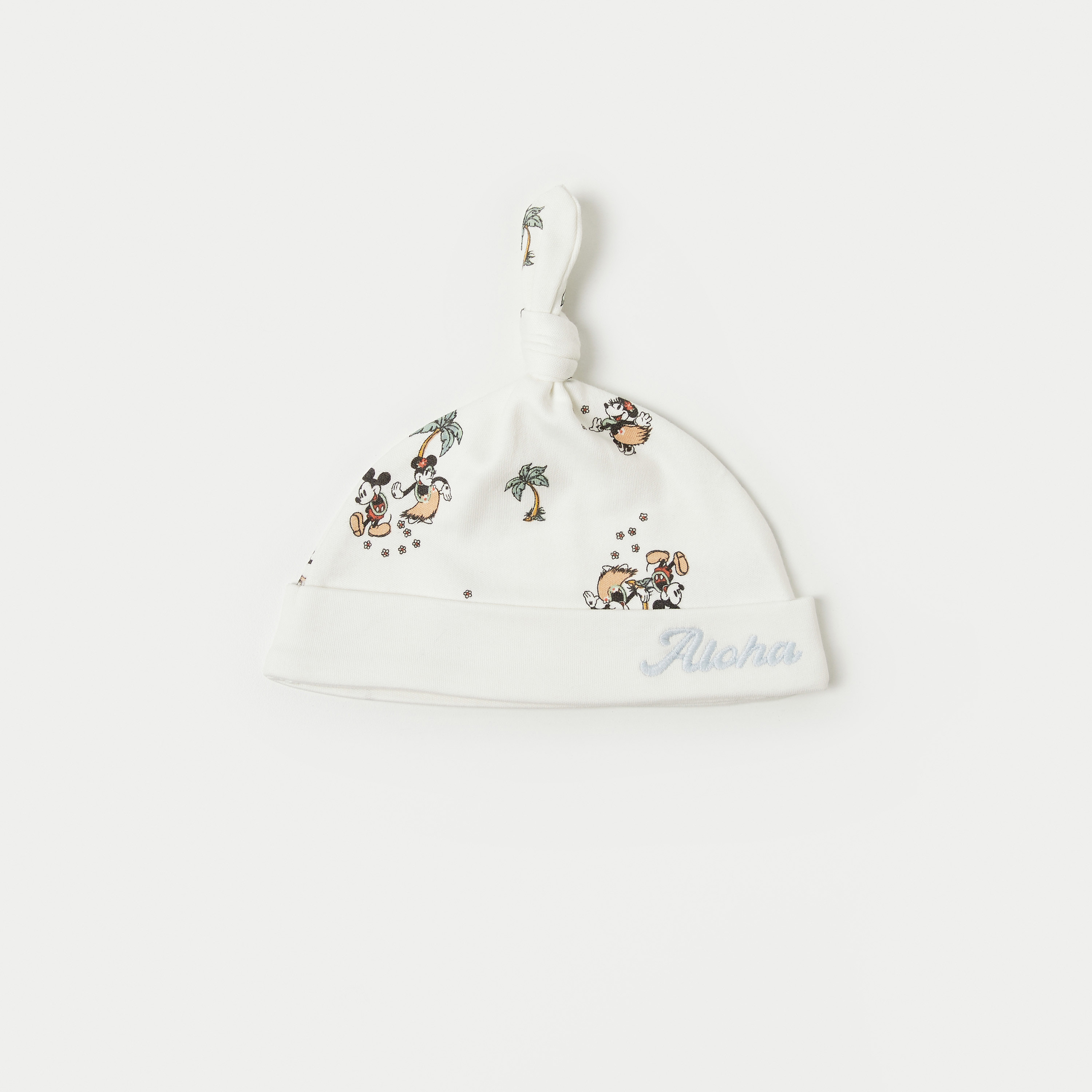 Disney Mickey and Minnie Mouse Print Beanie Cap with Knot Detail-baby-boys-accessories-caps-image-1
