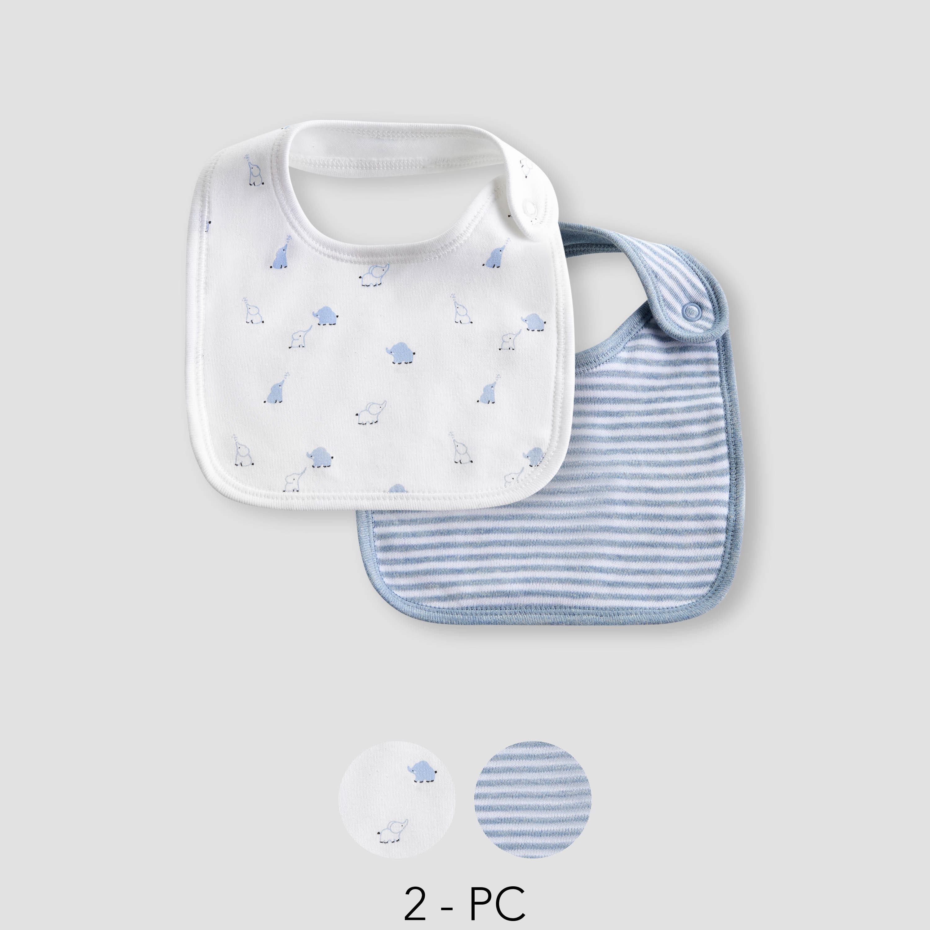 Juniors Assorted Bib with Button Closure - Set of 2-baby-feeding-bibs-image-1
