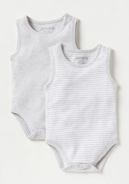 Juniors Assorted Sleeveless Bodysuit with Button Closure - Set of 2-Bodysuits-image-0