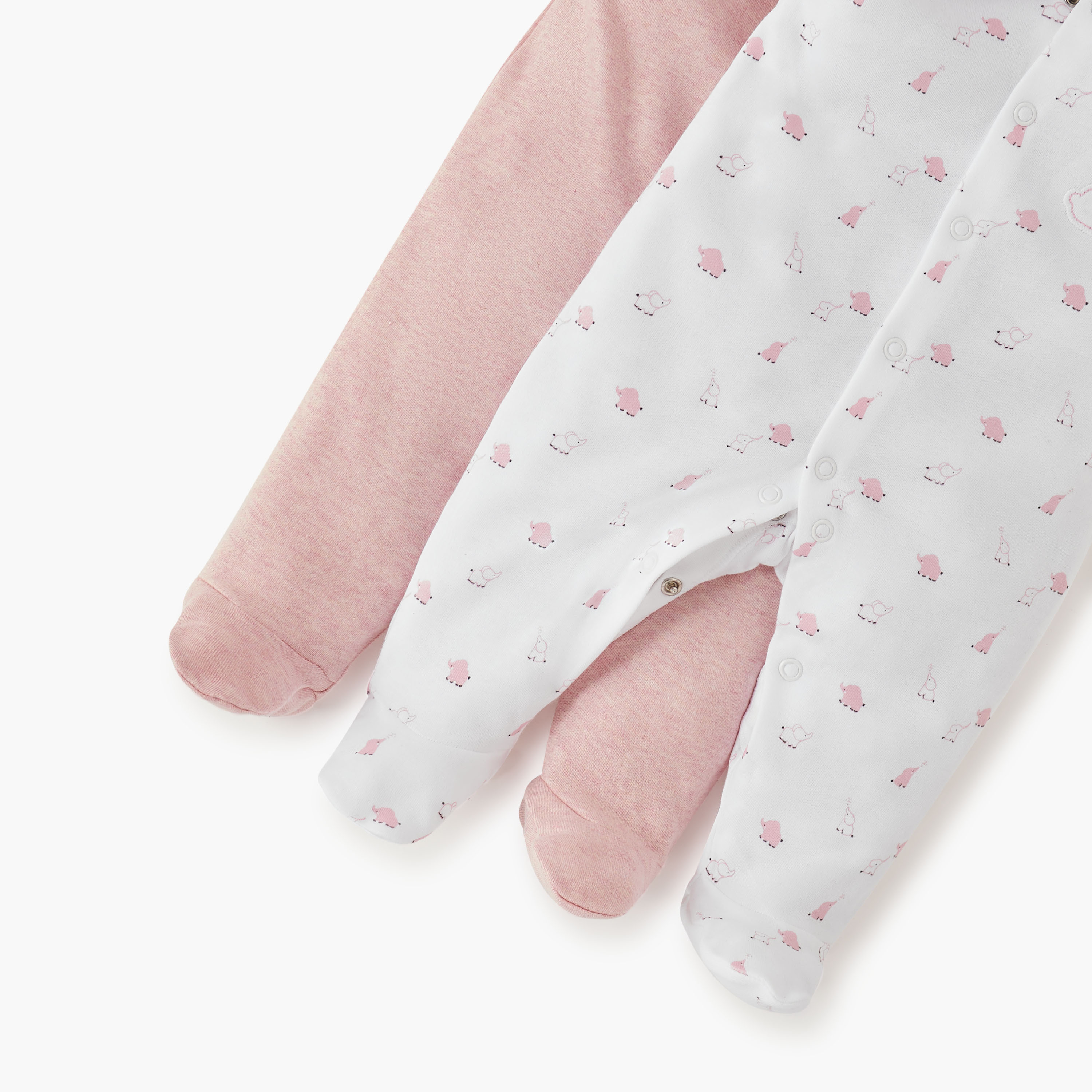 Juniors Elephant Print Closed Feet Sleepsuit with Long Sleeves - Set of 2-baby-girls-clothing-nightwear-sleepsuits-image-5