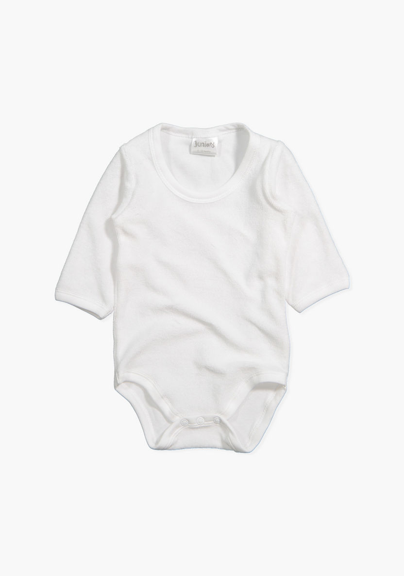 Juniors Solid Long Sleeves Bodysuit with Round Neck-Bodysuits-image-0