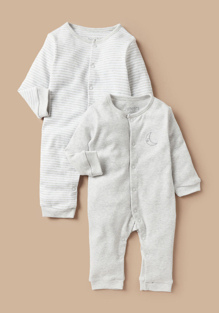 Juniors Assorted Sleepsuit with Long Sleeves and Snap Button Closure - Set of 2-Sleepsuits-image-0