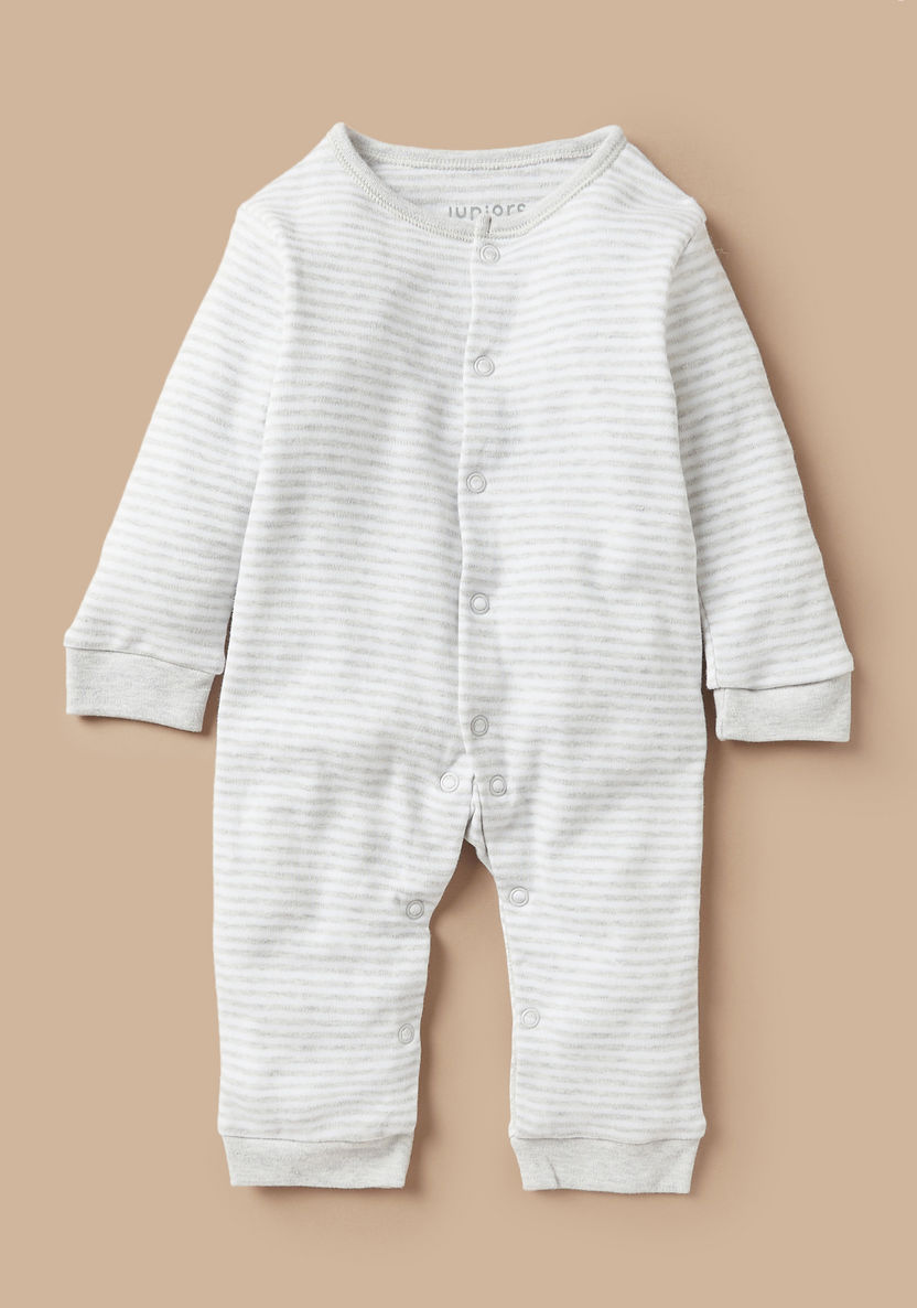 Juniors Assorted Sleepsuit with Long Sleeves and Snap Button Closure - Set of 2-Sleepsuits-image-1