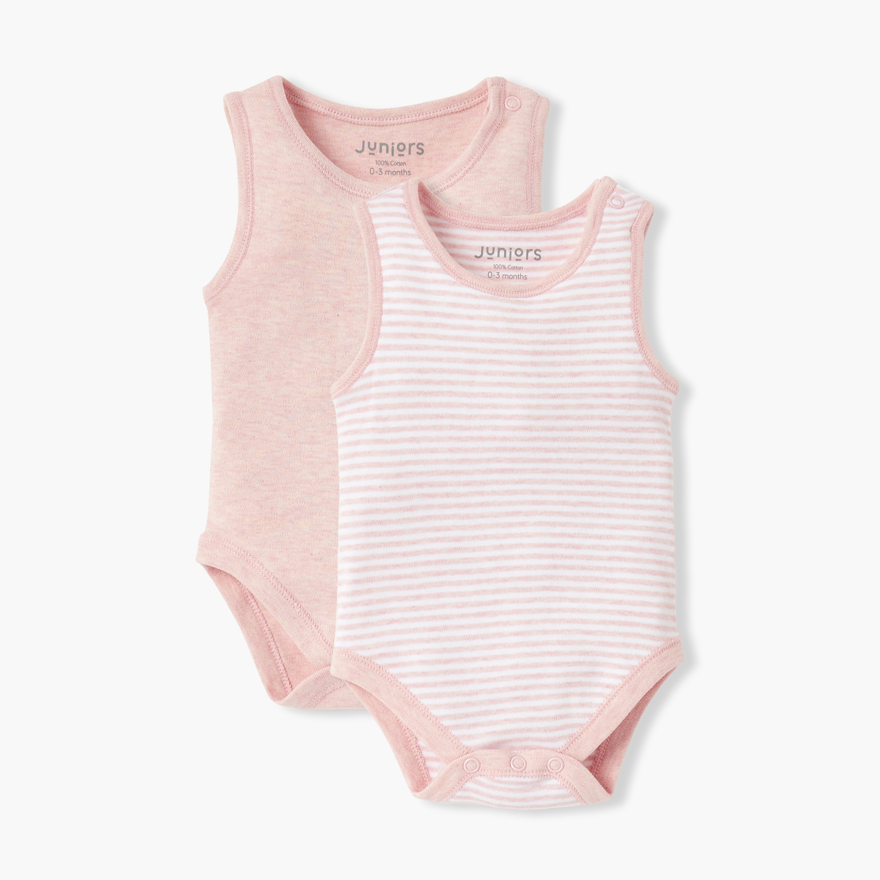 Juniors Printed Sleeveless Bodysuit with Button Closure - Set of 2-baby-girls-clothing-bodysuits-image-1