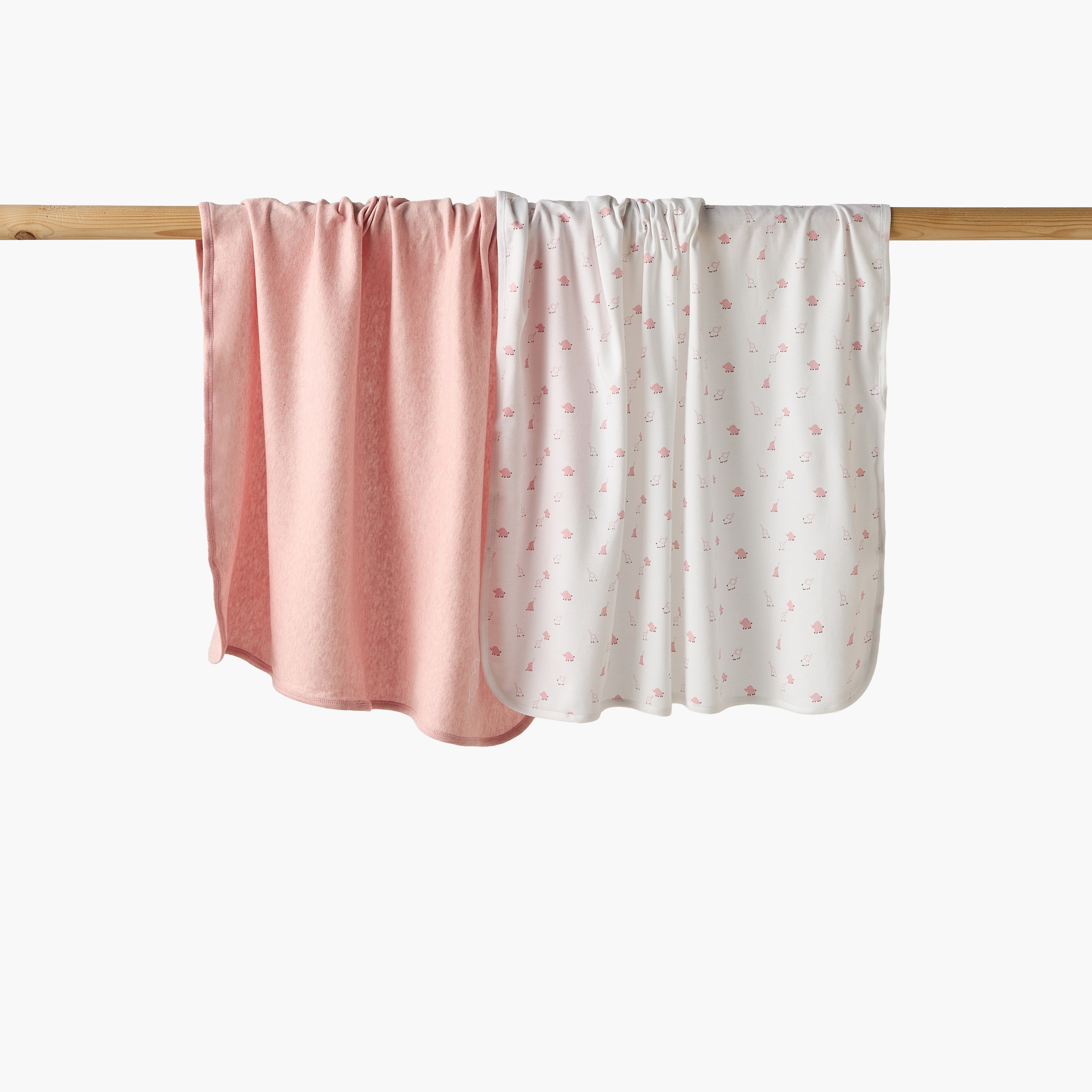 بطانيات حديثي ولادة بطبعات متنوعة من جونيورز - عبوة من قطعتين-baby-nursery-blanketsandswaddles-receivingblankets-image-1