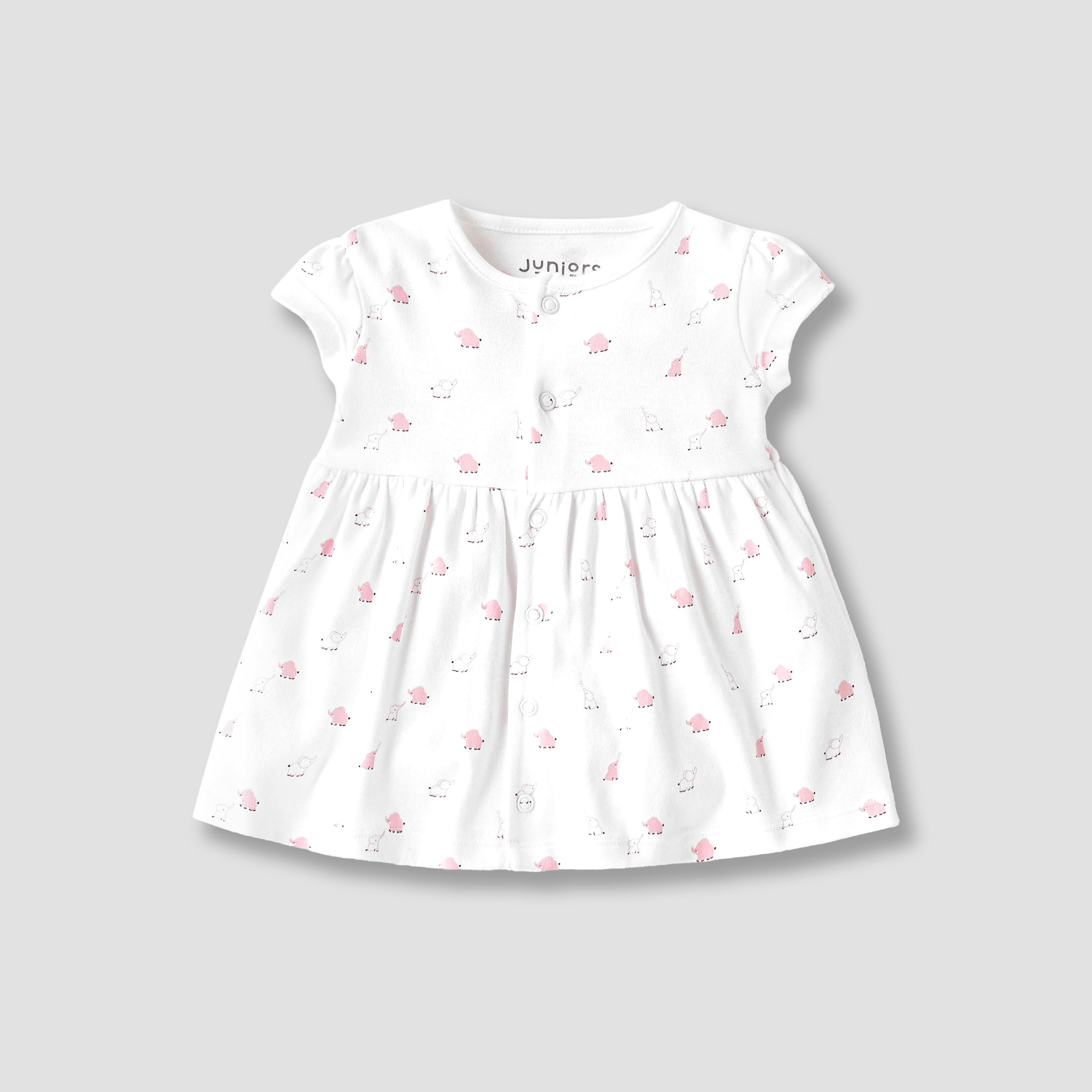 فساتين إيه لاين بطبعات فيل مع أزرار إغلاق من جونيورز - طقم من قطعتين-baby-girls-clothing-dressesandjumpsuits-image-2