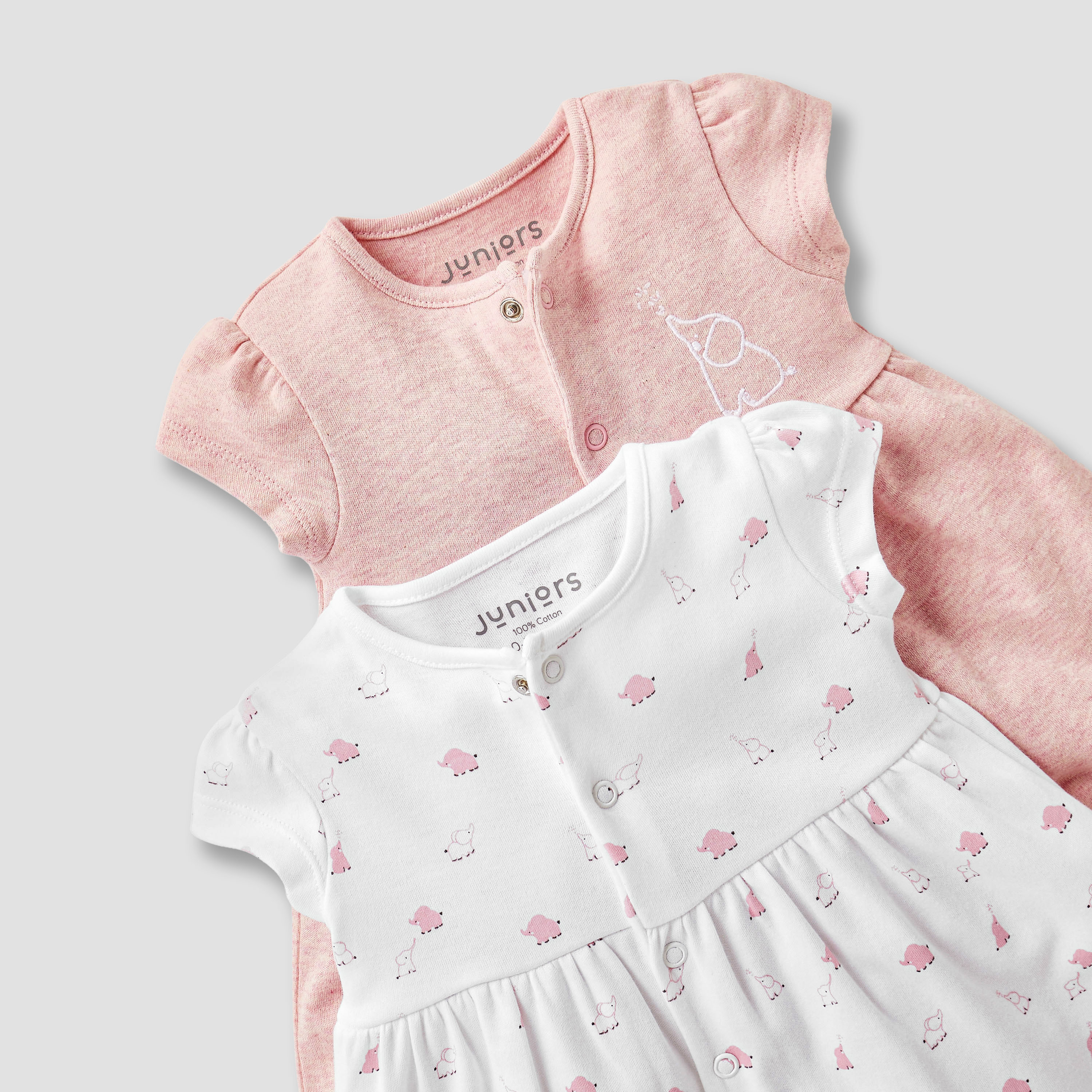 فساتين إيه لاين بطبعات فيل مع أزرار إغلاق من جونيورز - طقم من قطعتين-baby-girls-clothing-dressesandjumpsuits-image-4