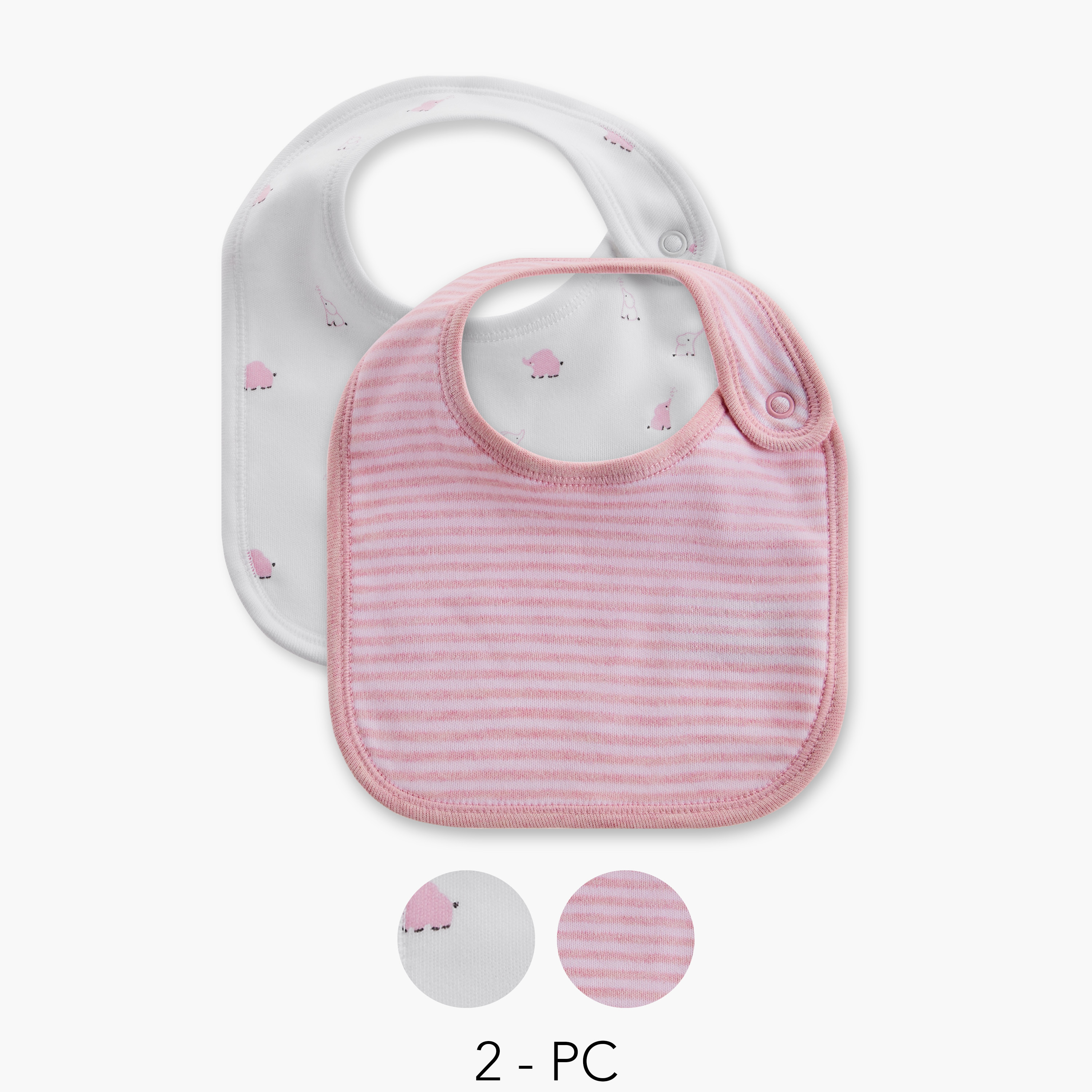 مرايل بطبعات مع أزرار إغلاق كبس من جونيورز - طقم من قطعتين-baby-feeding-bibs-image-1