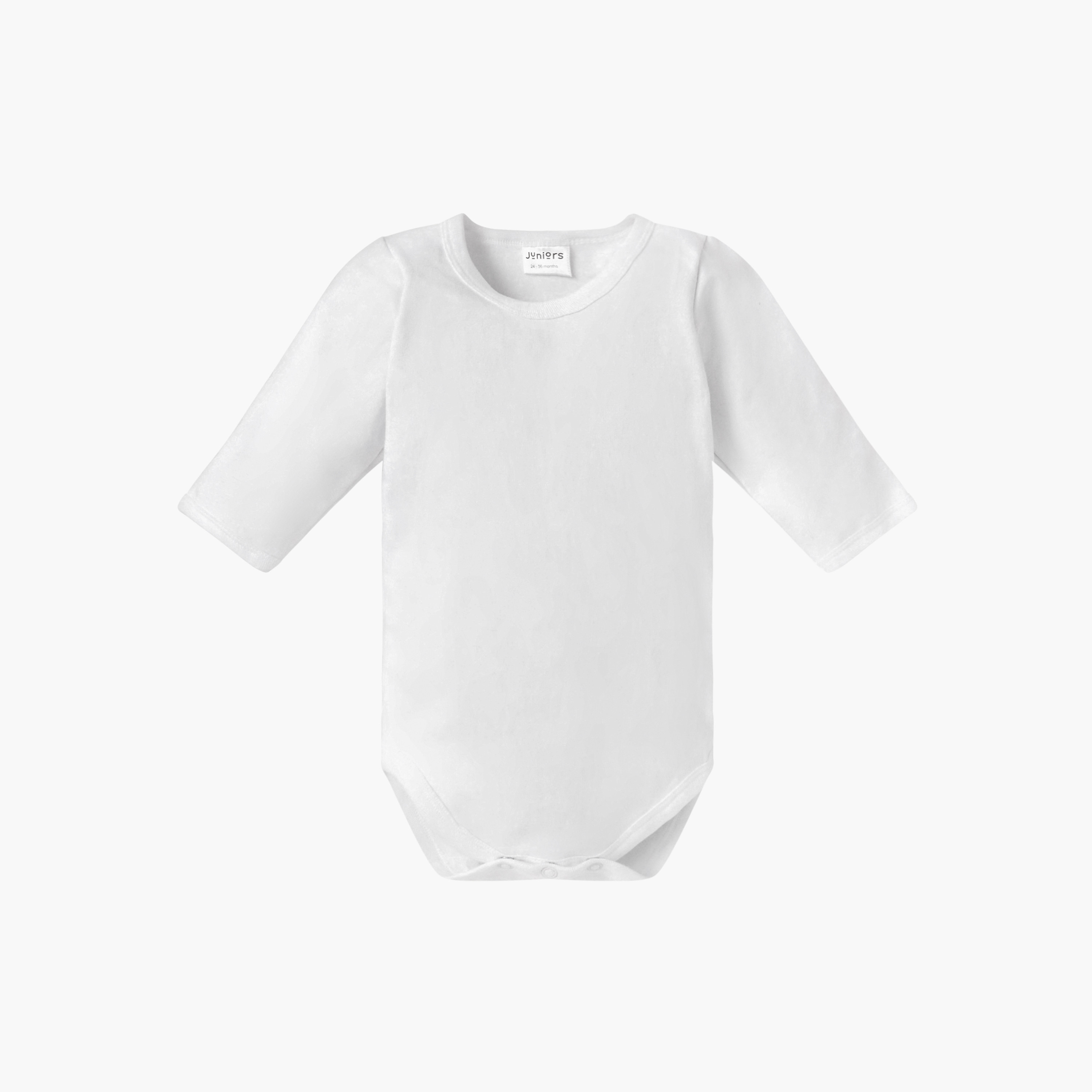 Juniors Solid Bodysuit with Long Sleeves and Snap Button Closure-baby-boys-clothing-bodysuits-image-1