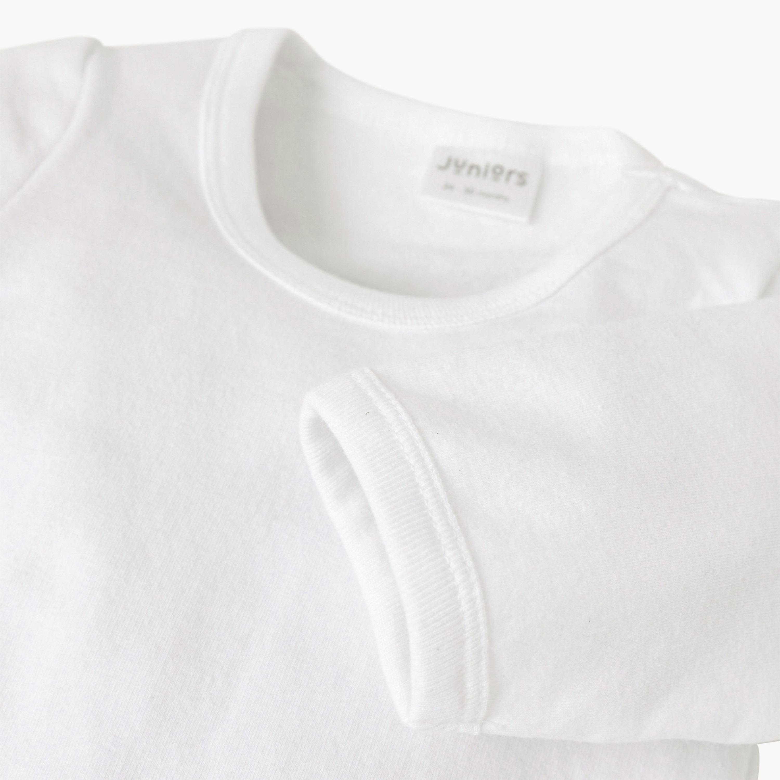 Juniors Solid Bodysuit with Long Sleeves and Snap Button Closure-baby-boys-clothing-bodysuits-image-3