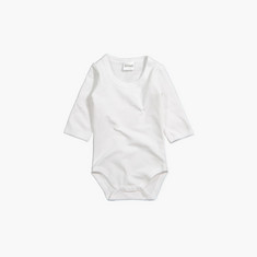 Juniors Solid Bodysuit with Round Neck and Long Sleeves