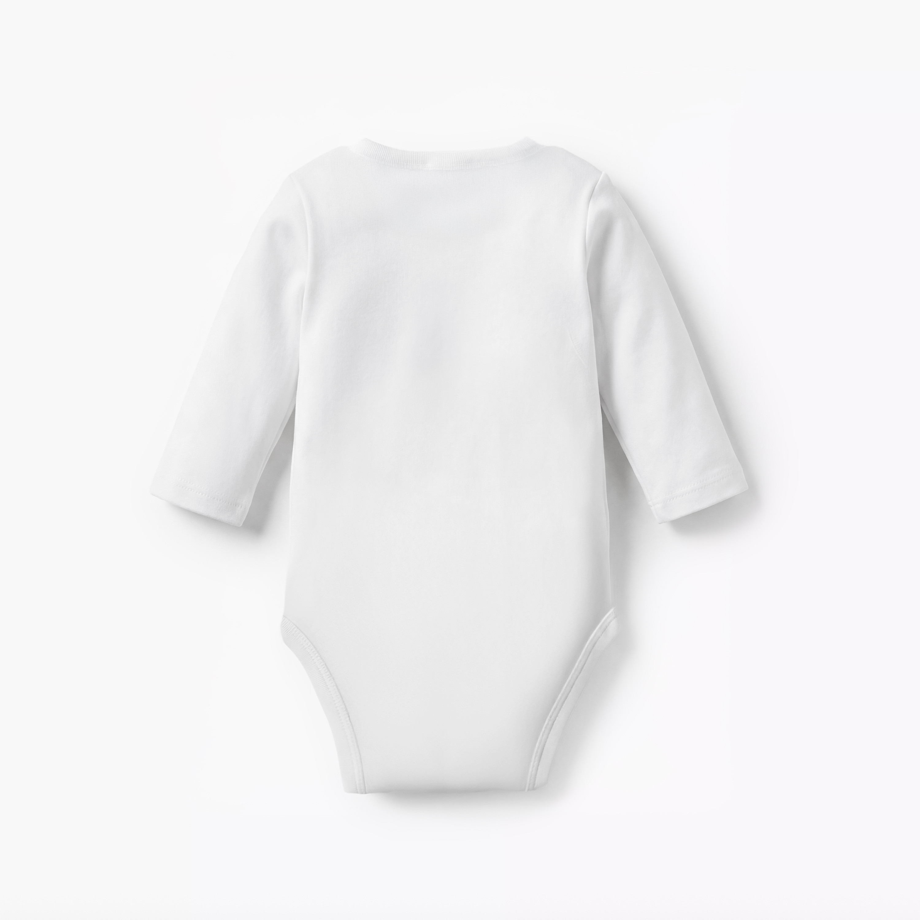 Juniors Solid Bodysuit with Round Neck and Long Sleeves-baby-boys-clothing-bodysuits-image-2