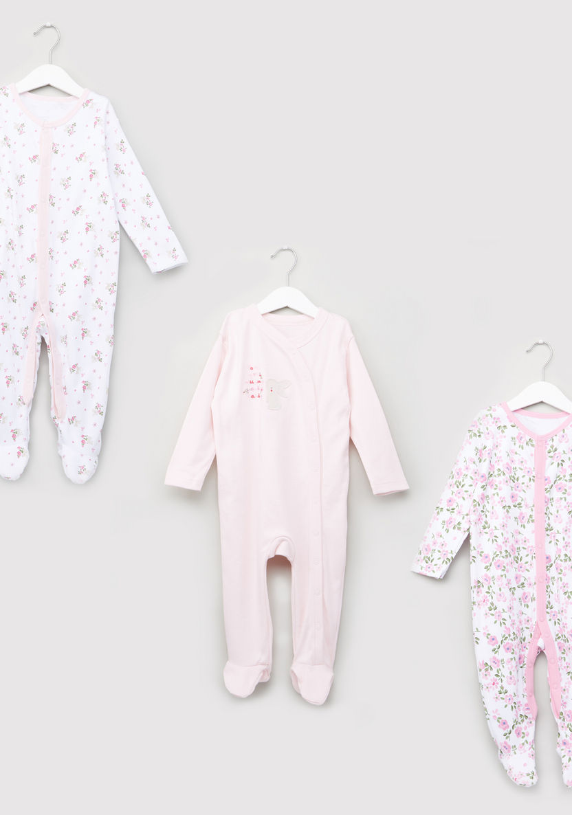 Juniors Printed Sleepsuit with Snap Button Closure - Set of 3-Sleepsuits-image-0