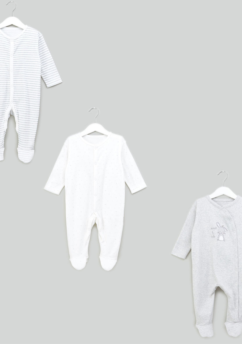 Juniors Printed Long Sleeves Closed Feet Sleepsuit - Set of 3-Multipacks-image-0