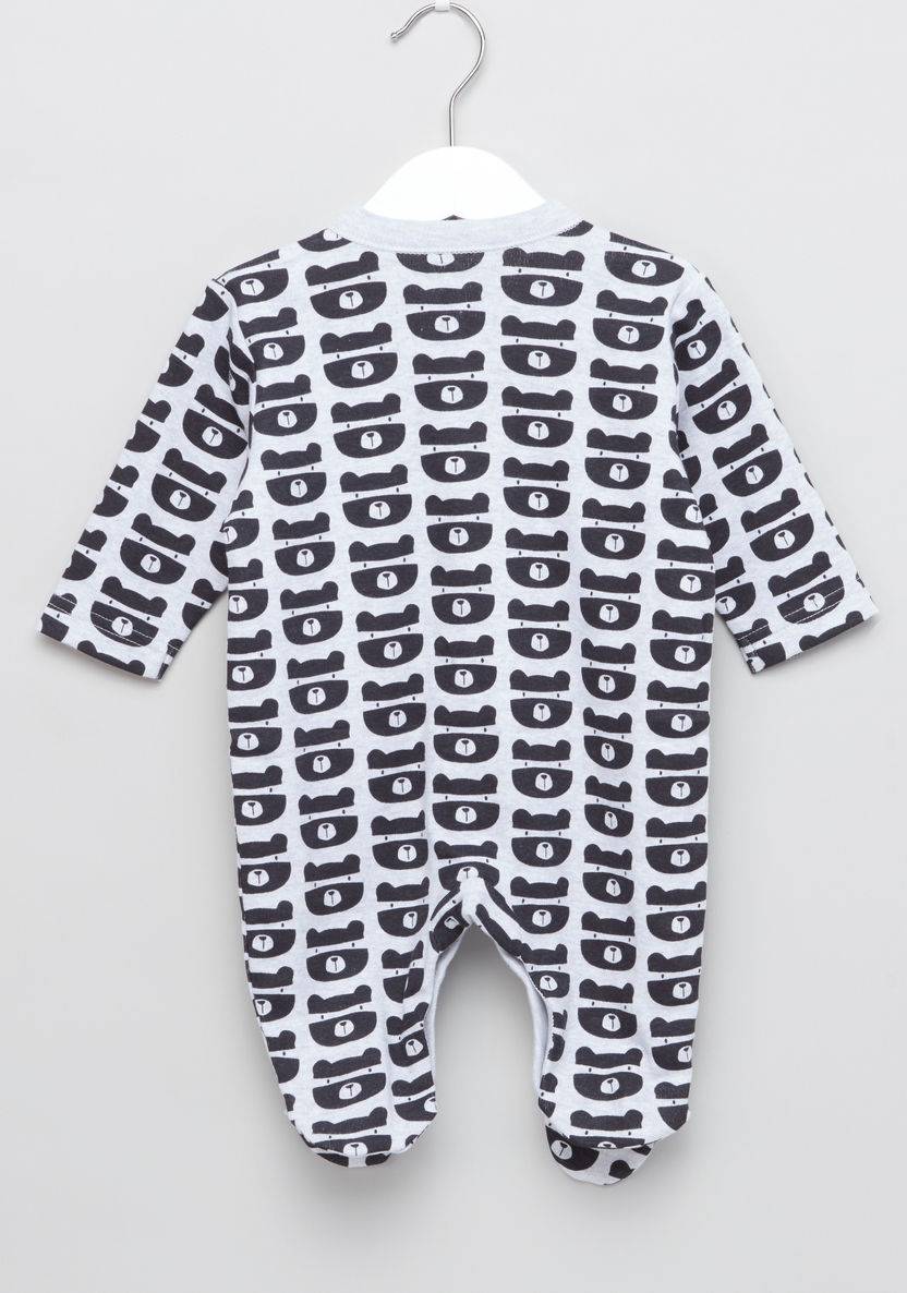 Juniors Bear Printed Closed Feet Sleepsuit-Sleepsuits-image-2