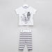 Juniors Printed T-shirt and Striped Pyjama Set-Sleepsuits-thumbnail-0
