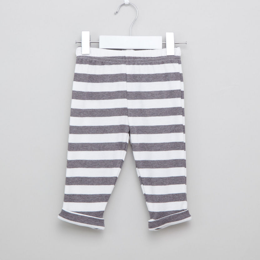 Juniors Printed T-shirt and Striped Pyjama Set-Sleepsuits-image-3
