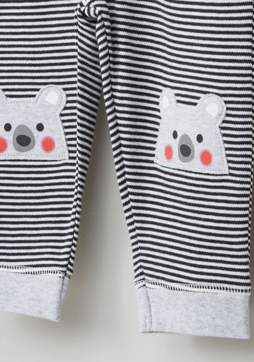 Juniors Printed T-shirt and Pyjama Set with Applique Detail-Pyjama Sets-image-4