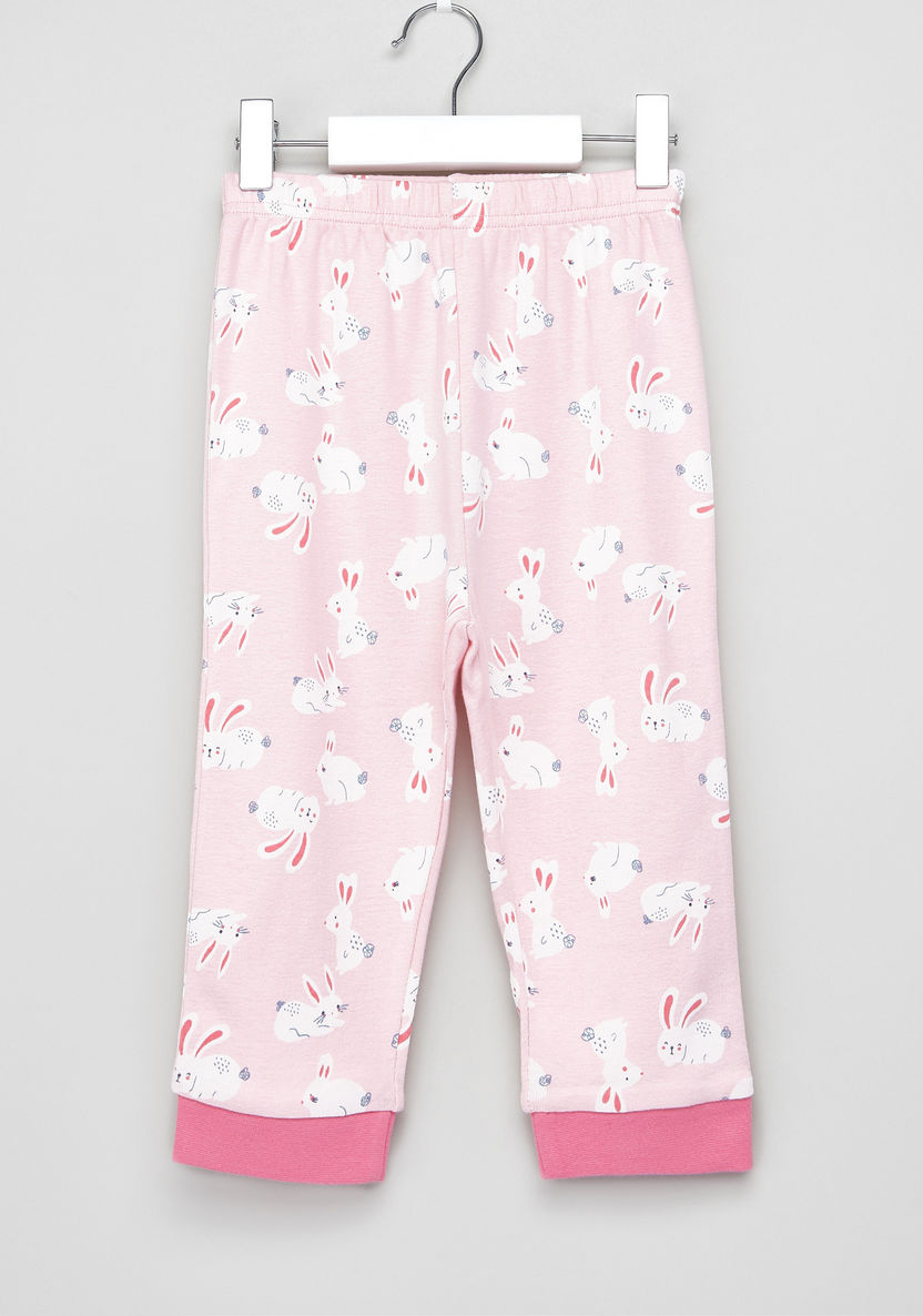 Juniors Rabbit Printed T-shirt and Pyjama Set-Pyjama Sets-image-3