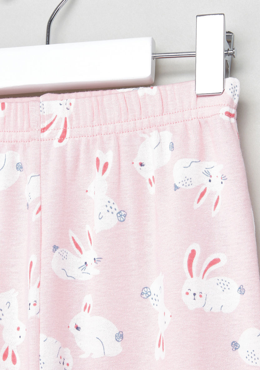 Juniors Rabbit Printed T-shirt and Pyjama Set-Pyjama Sets-image-4