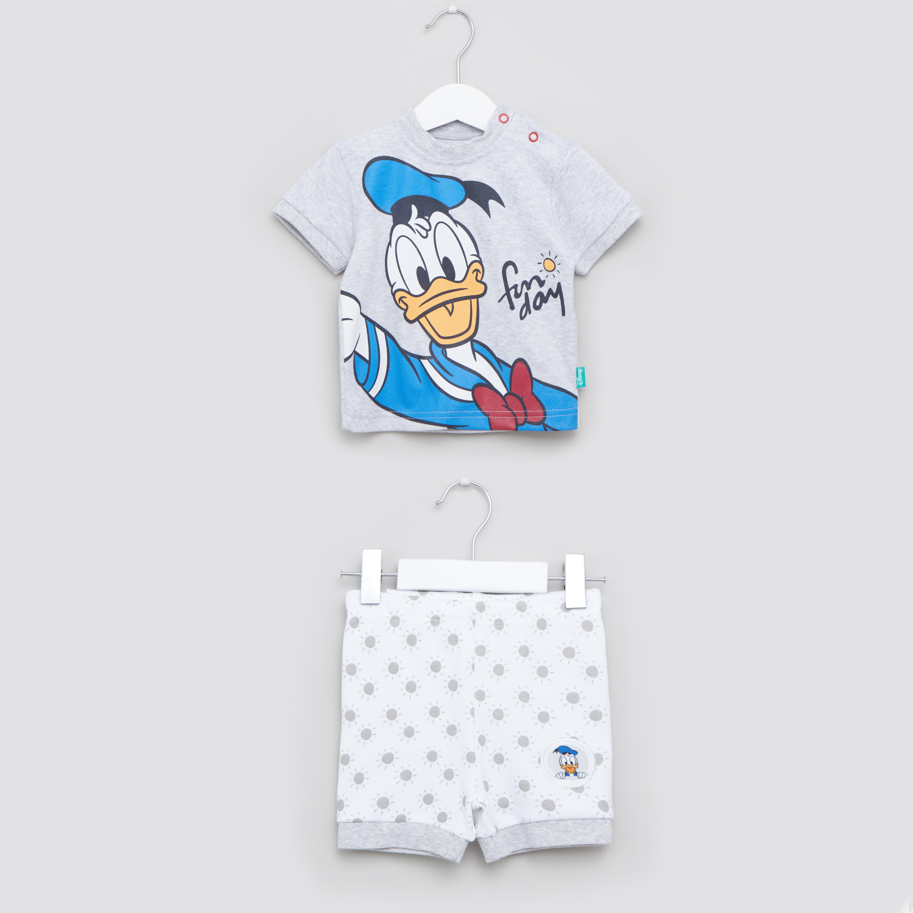 Donald Duck Printed T-shirt and Shorts Set-baby-boys-clothing-nightwear-pyjamasets-image-1