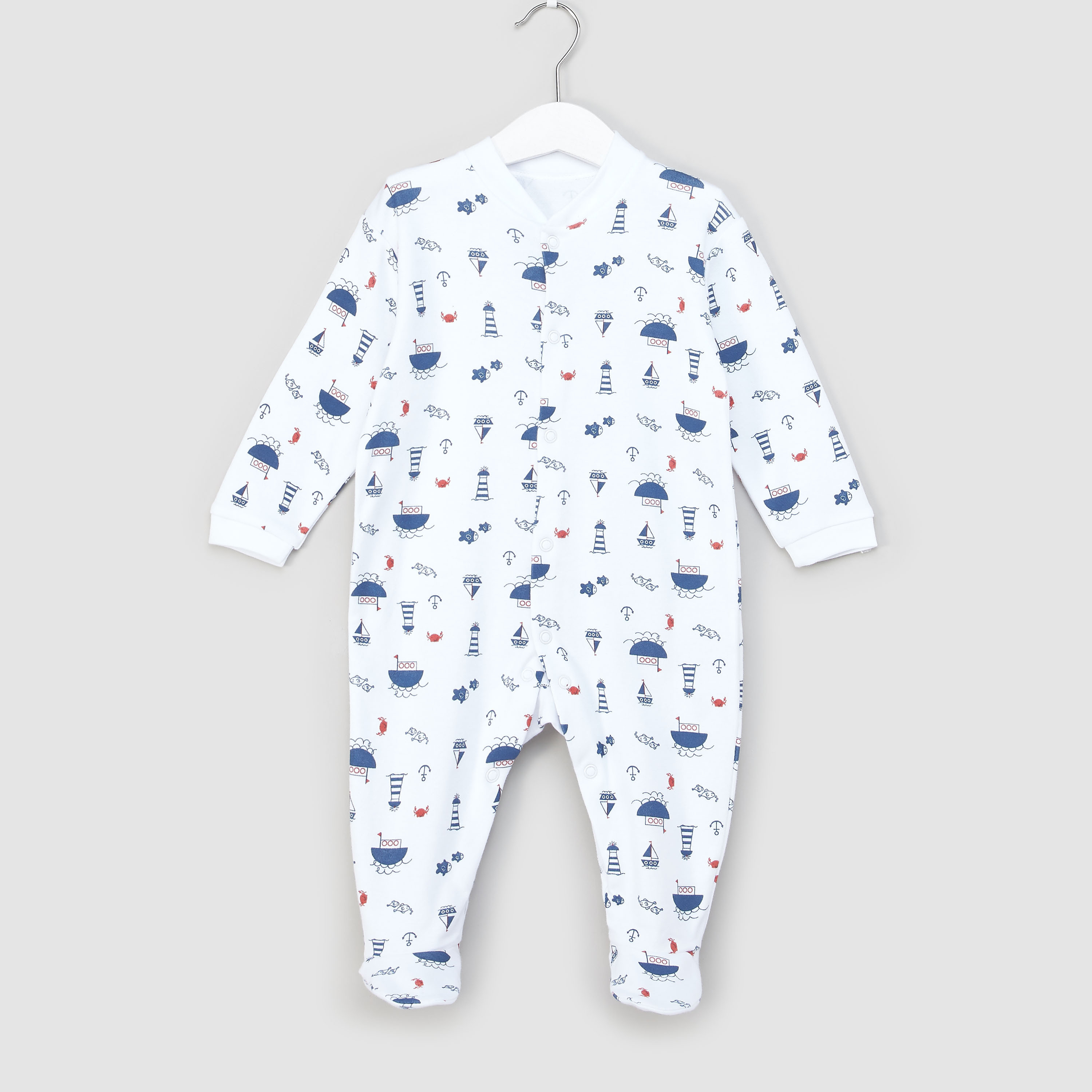 Juniors Printed Closed Feet Sleepsuit with Long Sleeves - Set of 3-baby-boys-clothing-nightwear-sleepsuits-image-6