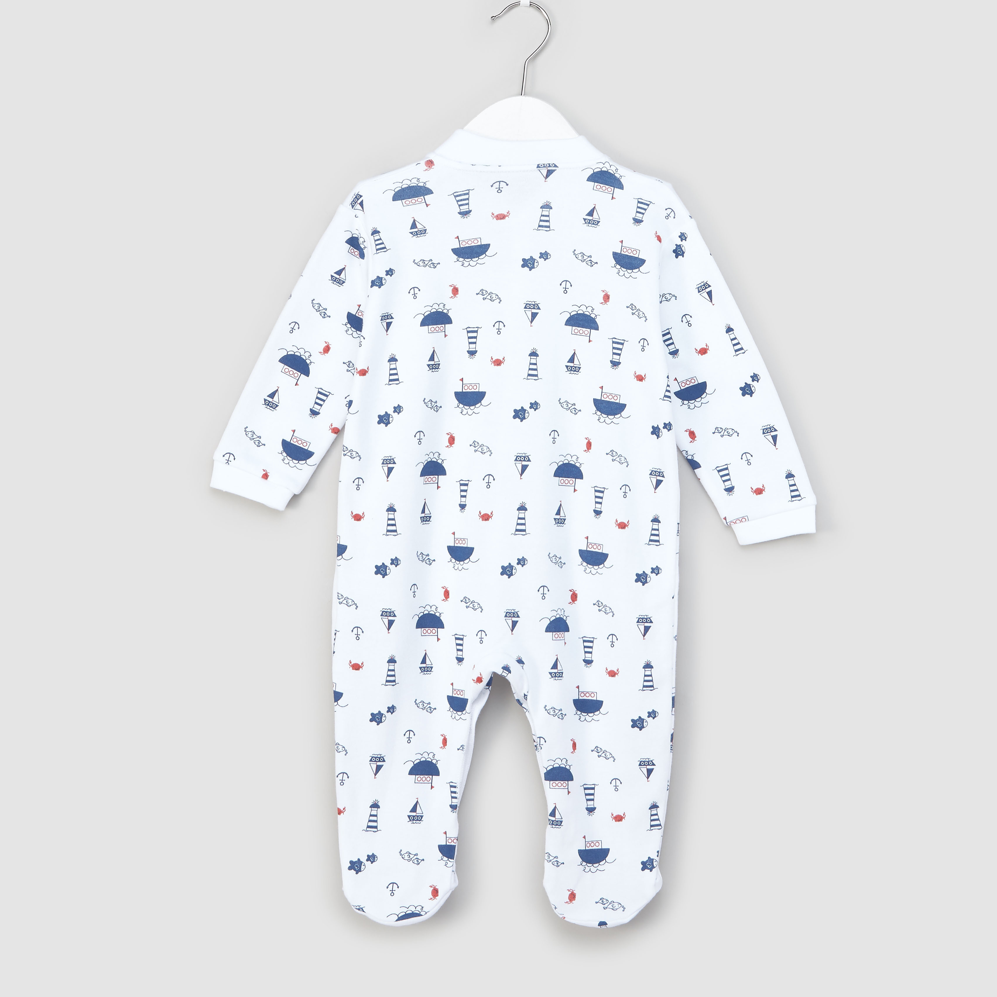 Juniors Printed Closed Feet Sleepsuit with Long Sleeves - Set of 3-baby-boys-clothing-nightwear-sleepsuits-image-7